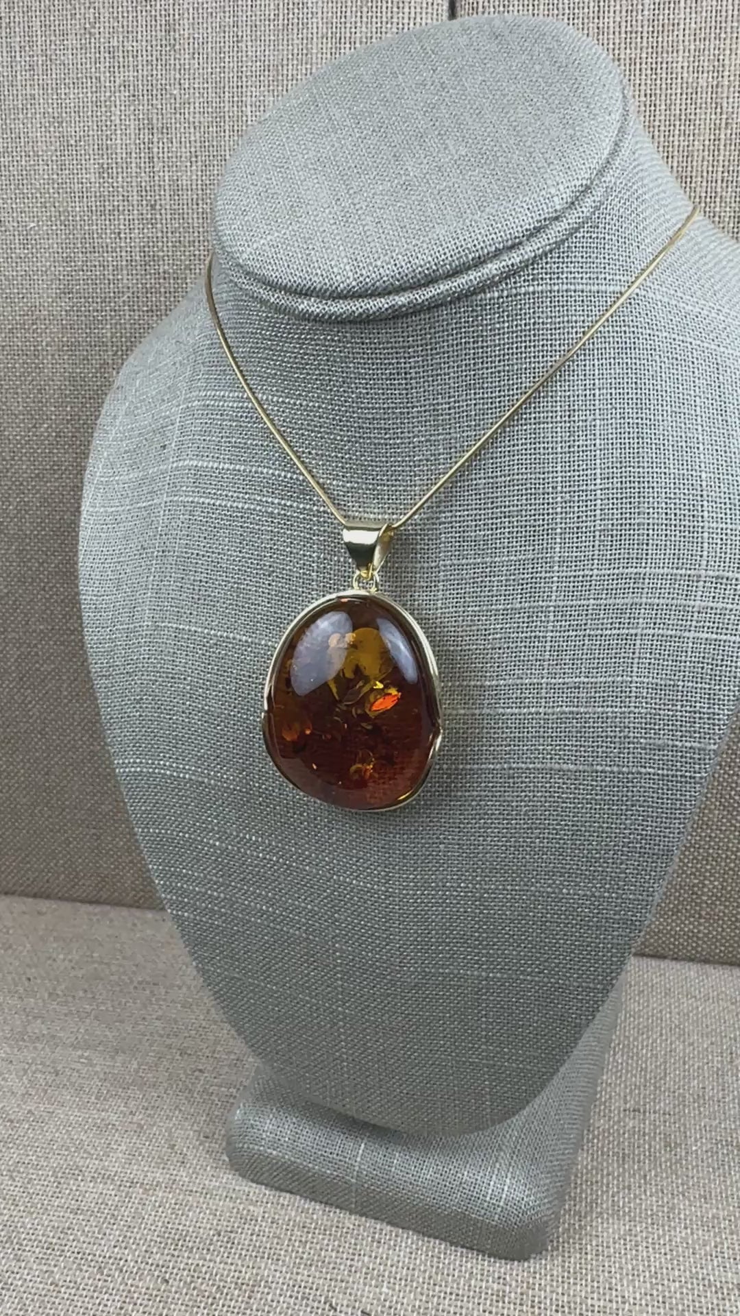 Handmade in Poland Gold Plated Sterling Silver Cognac Baltic Amber Ombre Pendant Necklace – Genuine Baltic Amber Jewelry