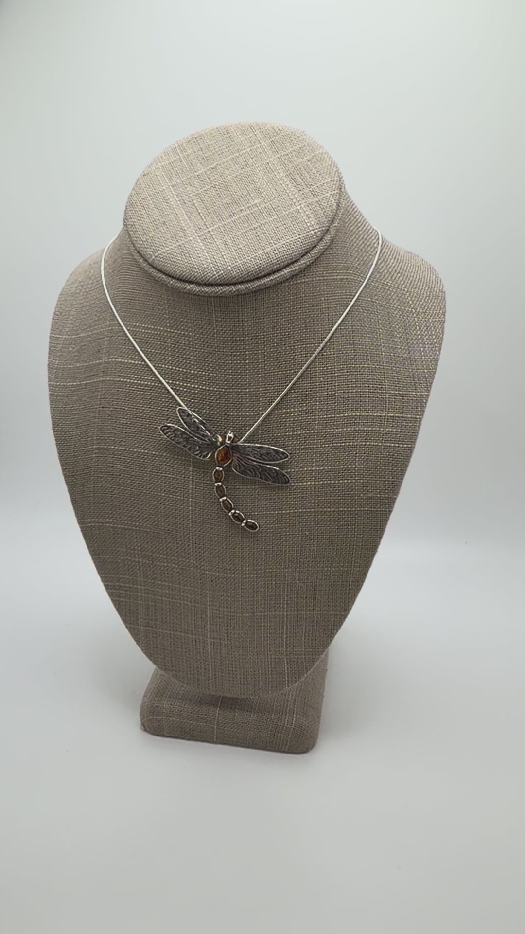 Handmade Sterling Silver & Honey Baltic Amber Dragonfly Pendant Necklace – Filigree Wings, Genuine Amber, Made in Poland
