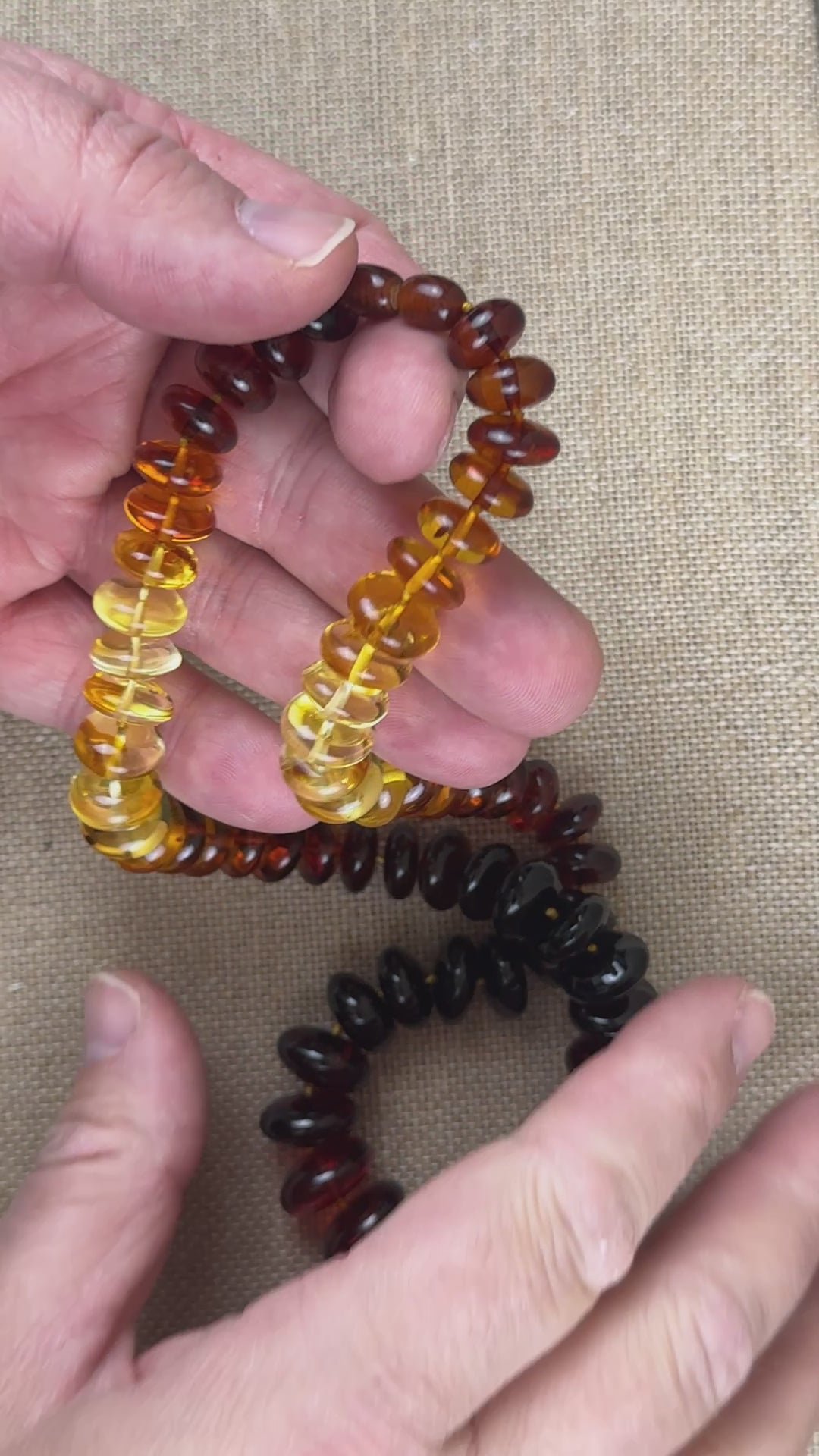Museum Quality Rainbow Multicolor Ombré Baltic Amber Donut Bead Necklace – 22 Inch Graduated Strand