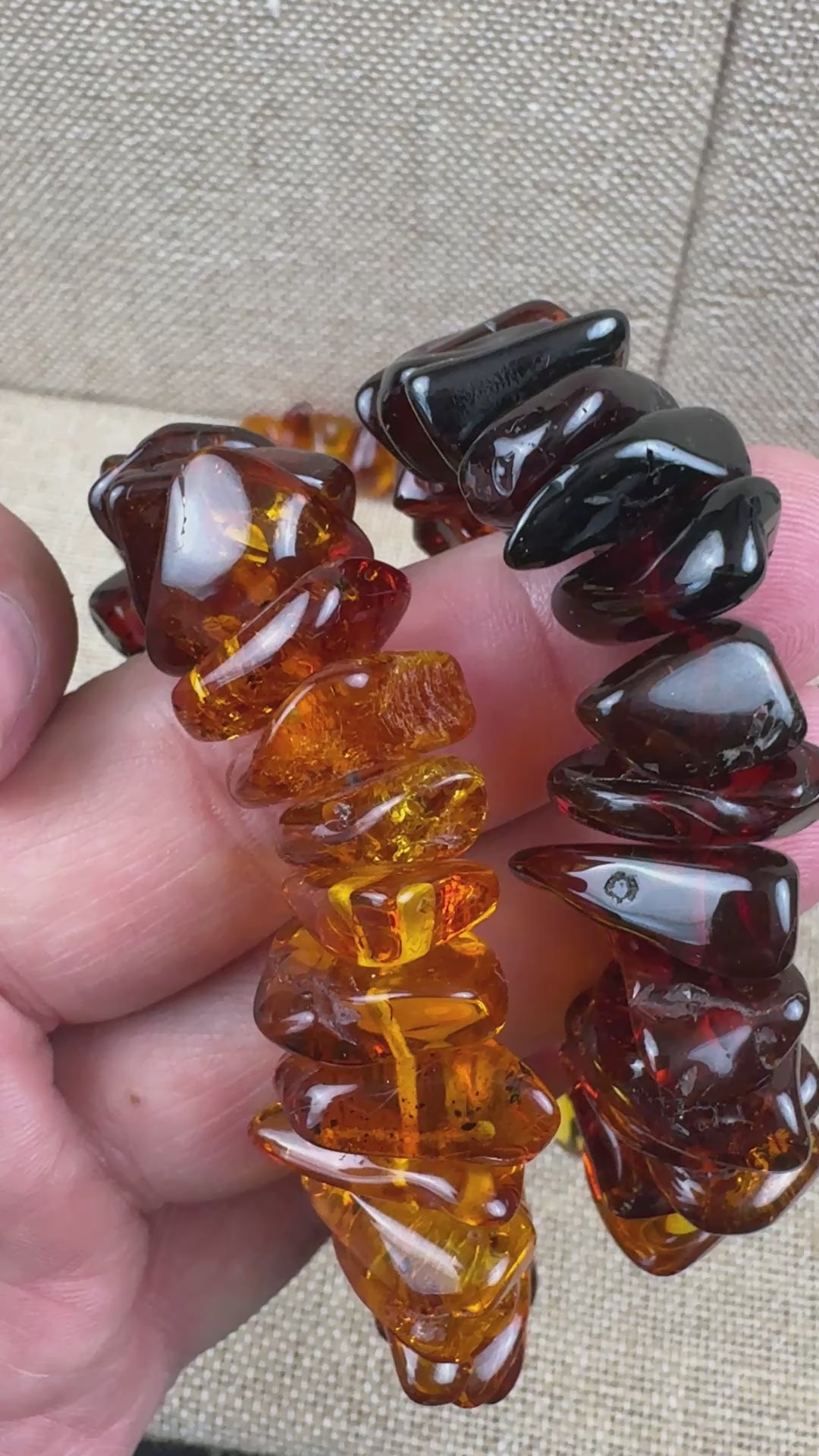 Baltic Amber Chunk Stretch Bracelet – Ombré Cherry to Lemon Cognac