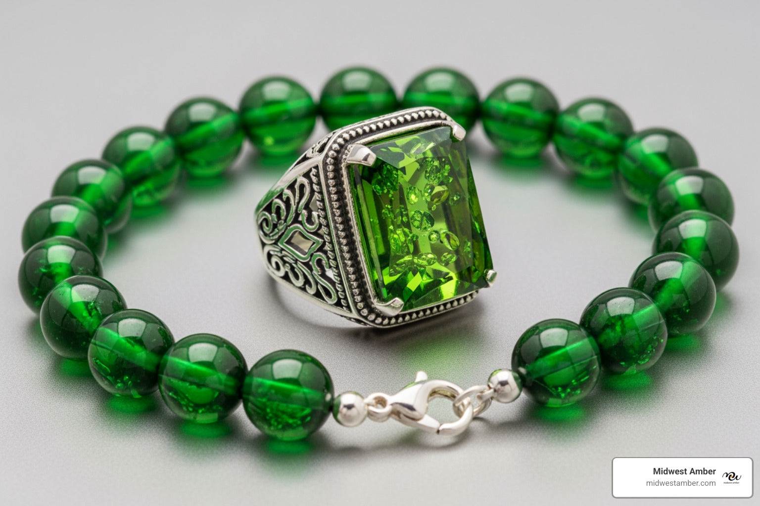 From Rings to Bracelets: Explore Men's Green Amber Collection