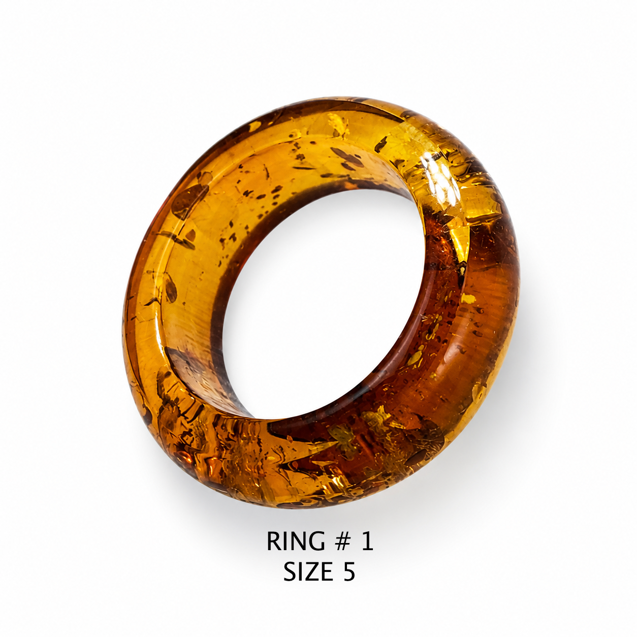 Handmade Genuine Baltic Amber Band Rings – Solid Amber, One Piece Construction – Honey, Cognac, Lemon & Clear Amber – Sizes 5-7