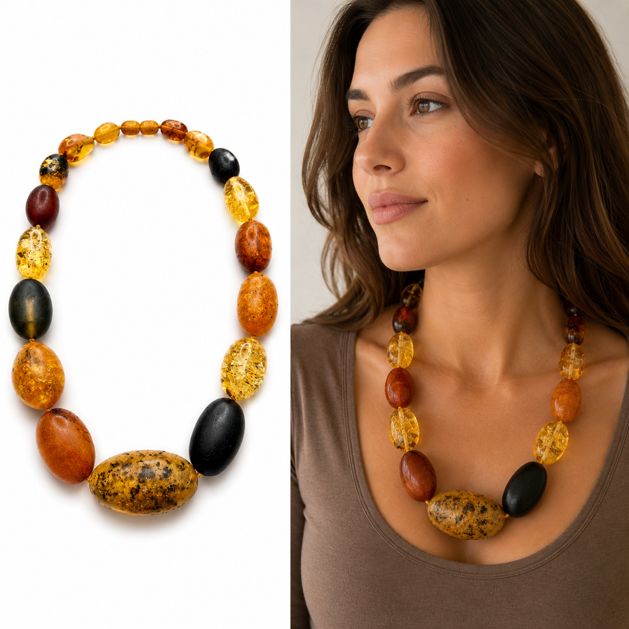 Museum Quality Genuine Baltic Amber Oversized Bead Necklace 