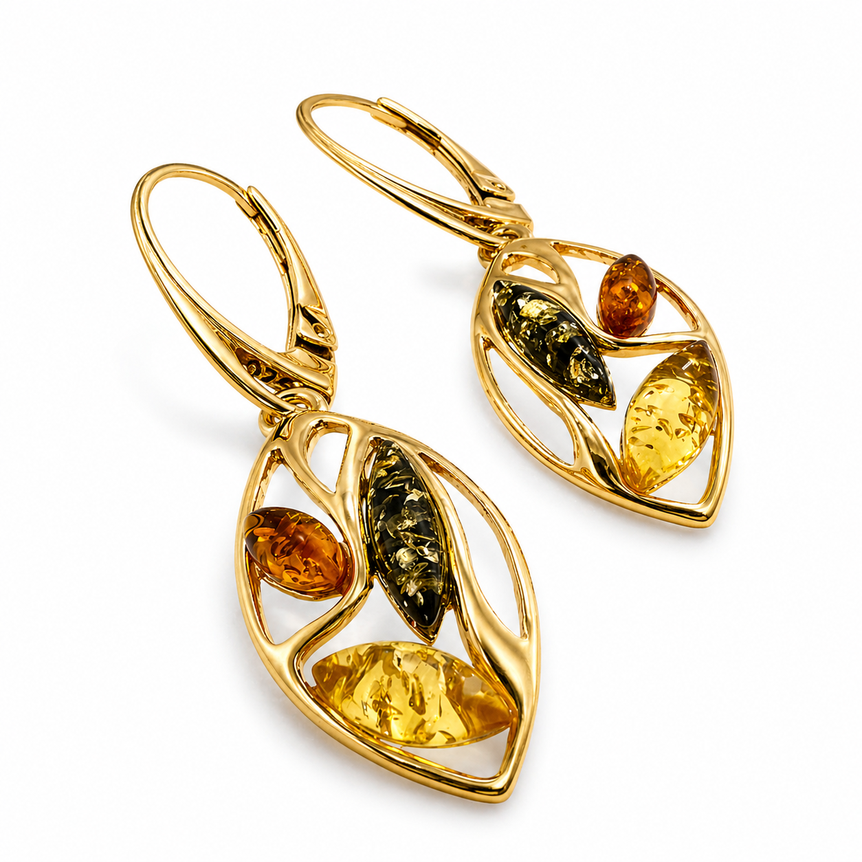 Multicolor Baltic Amber Drop Earrings