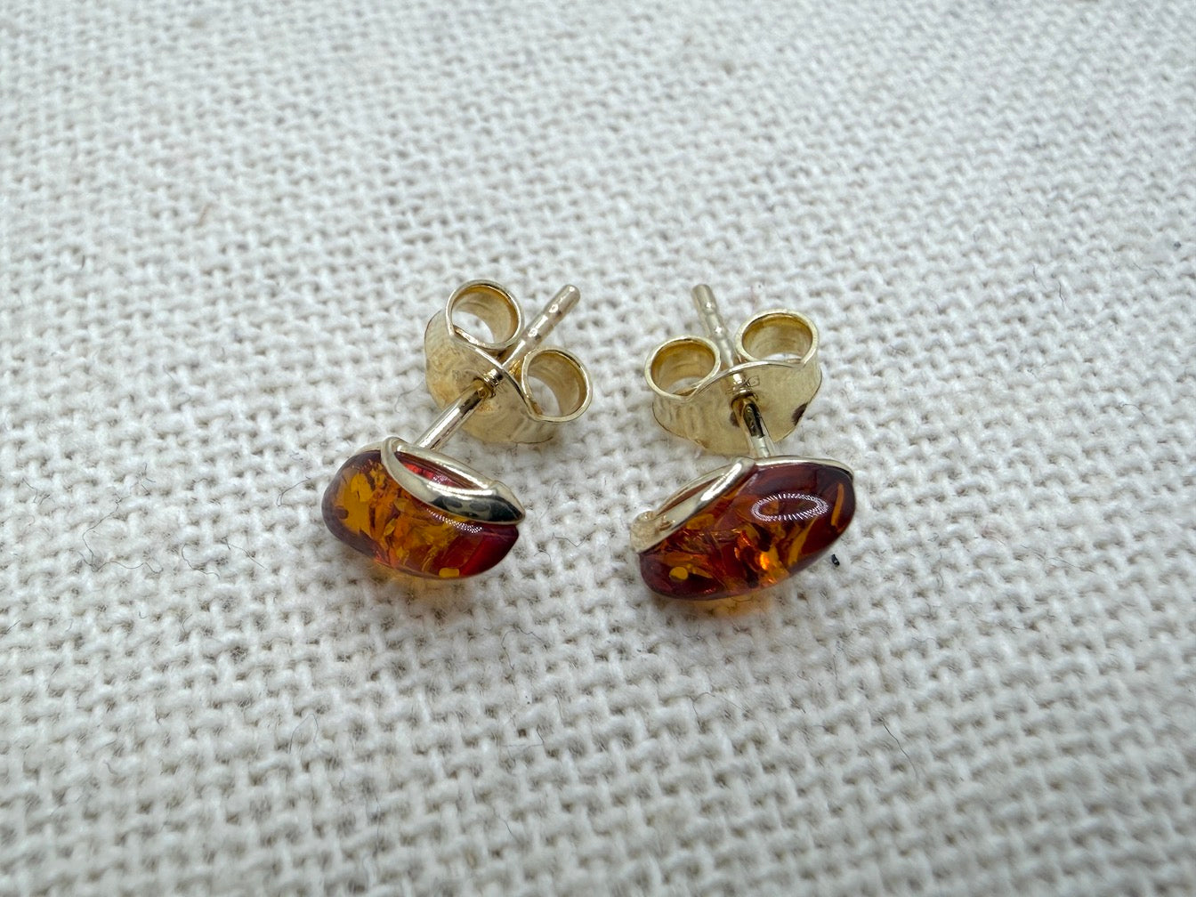 14K Solid Gold & Cognac Baltic Amber Jewelry Set – Ring, Pendant & Earrings – Lightweight Everyday Amber