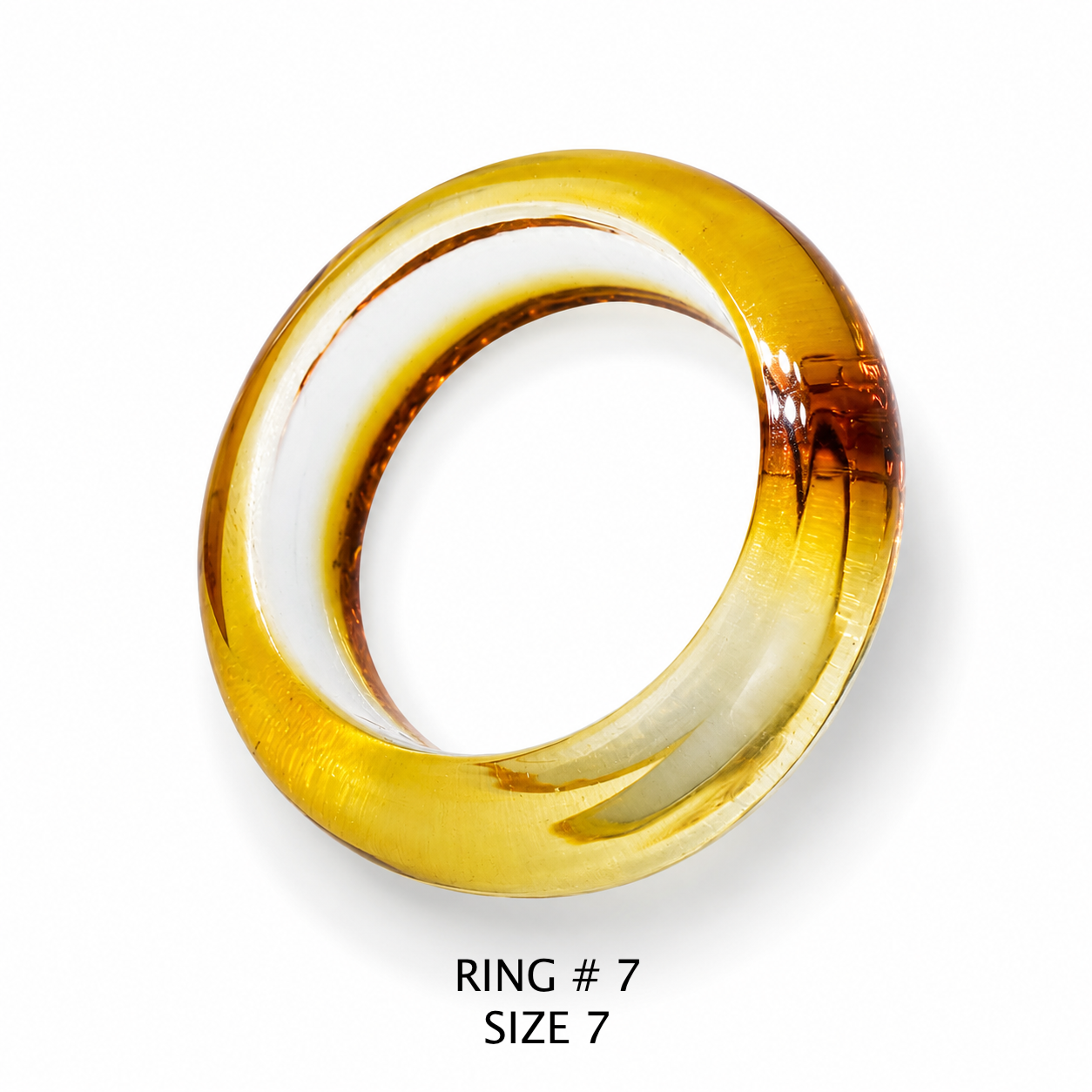 Handmade Genuine Baltic Amber Band Rings – Solid Amber, One Piece Construction – Honey, Cognac, Lemon & Clear Amber – Sizes 5-7