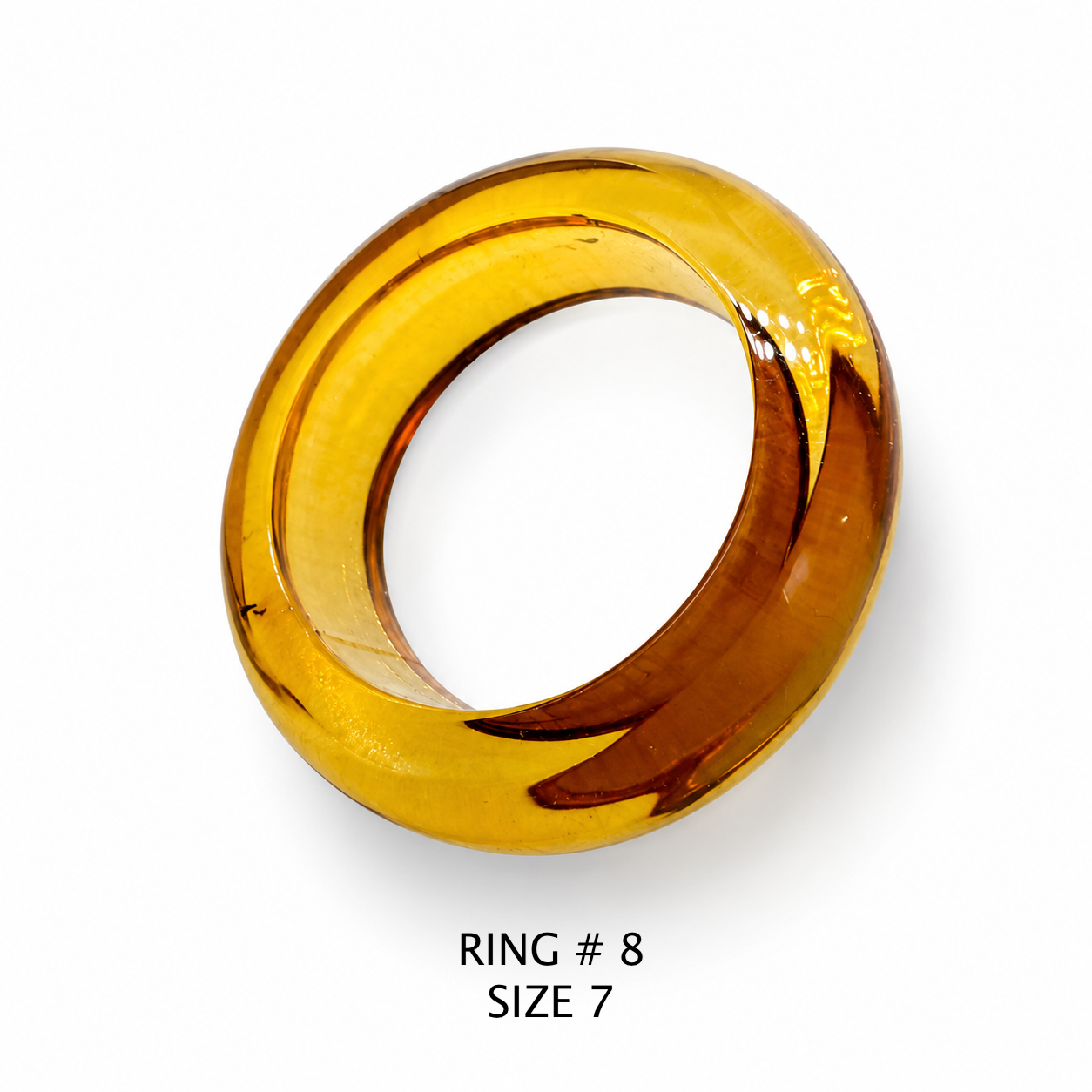 Handmade Genuine Baltic Amber Band Rings – Solid Amber, One Piece Construction – Honey, Cognac, Lemon & Clear Amber – Sizes 5-7