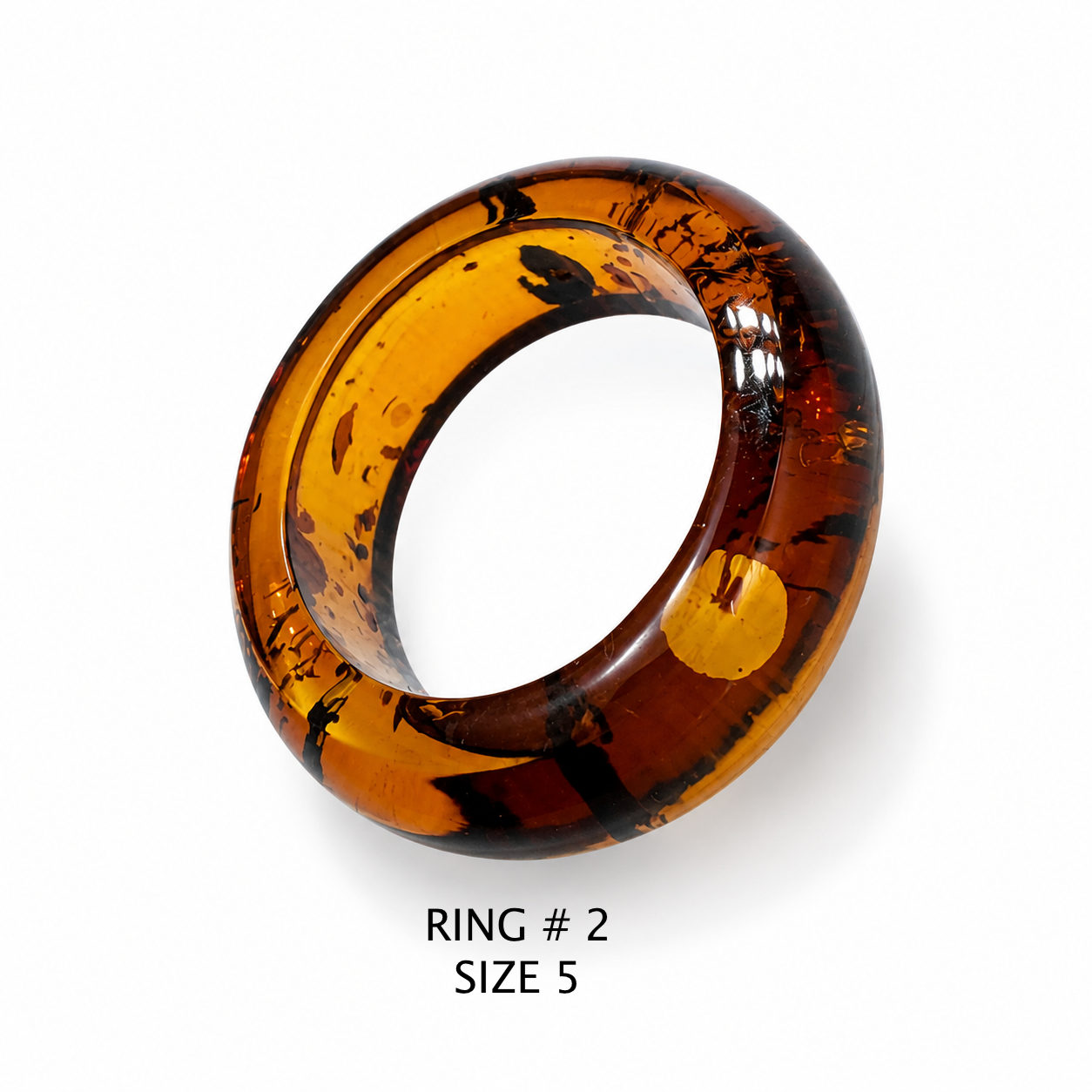 Handmade Genuine Baltic Amber Band Rings – Solid Amber, One Piece Construction – Honey, Cognac, Lemon & Clear Amber – Sizes 5-7