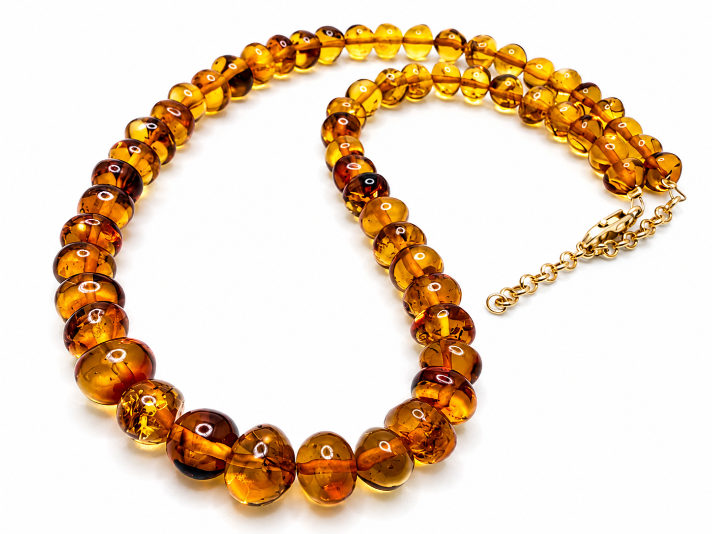 Genuine Baltic Amber Cognac Baroque Bead Necklace