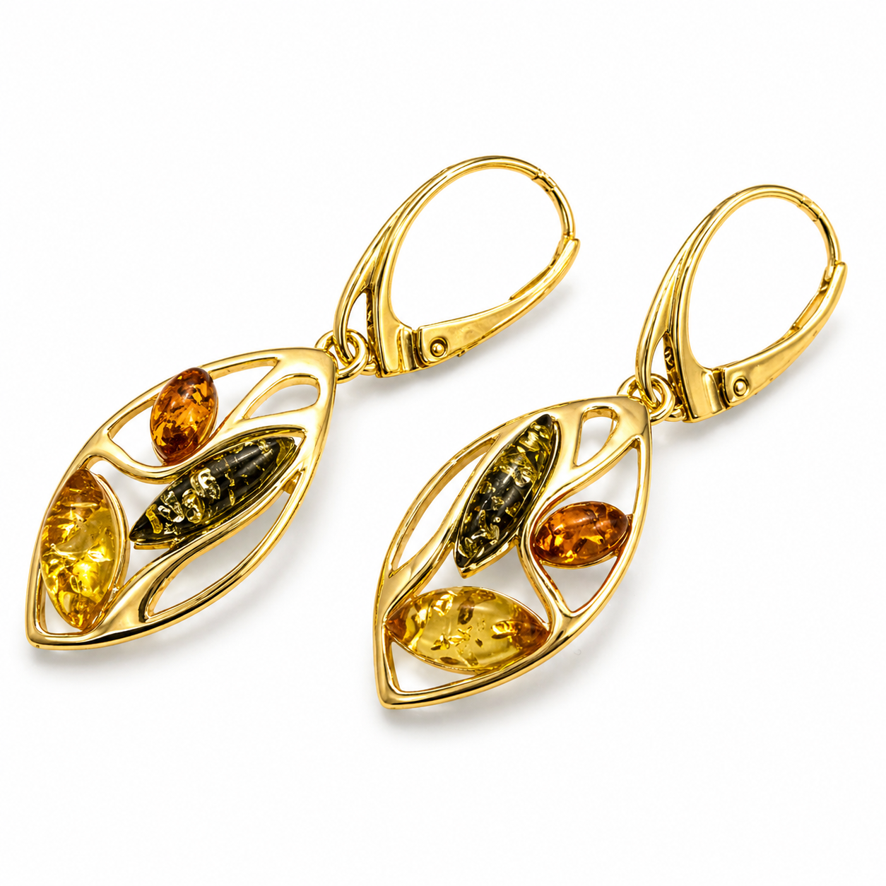 Multicolor Baltic Amber Drop Earrings
