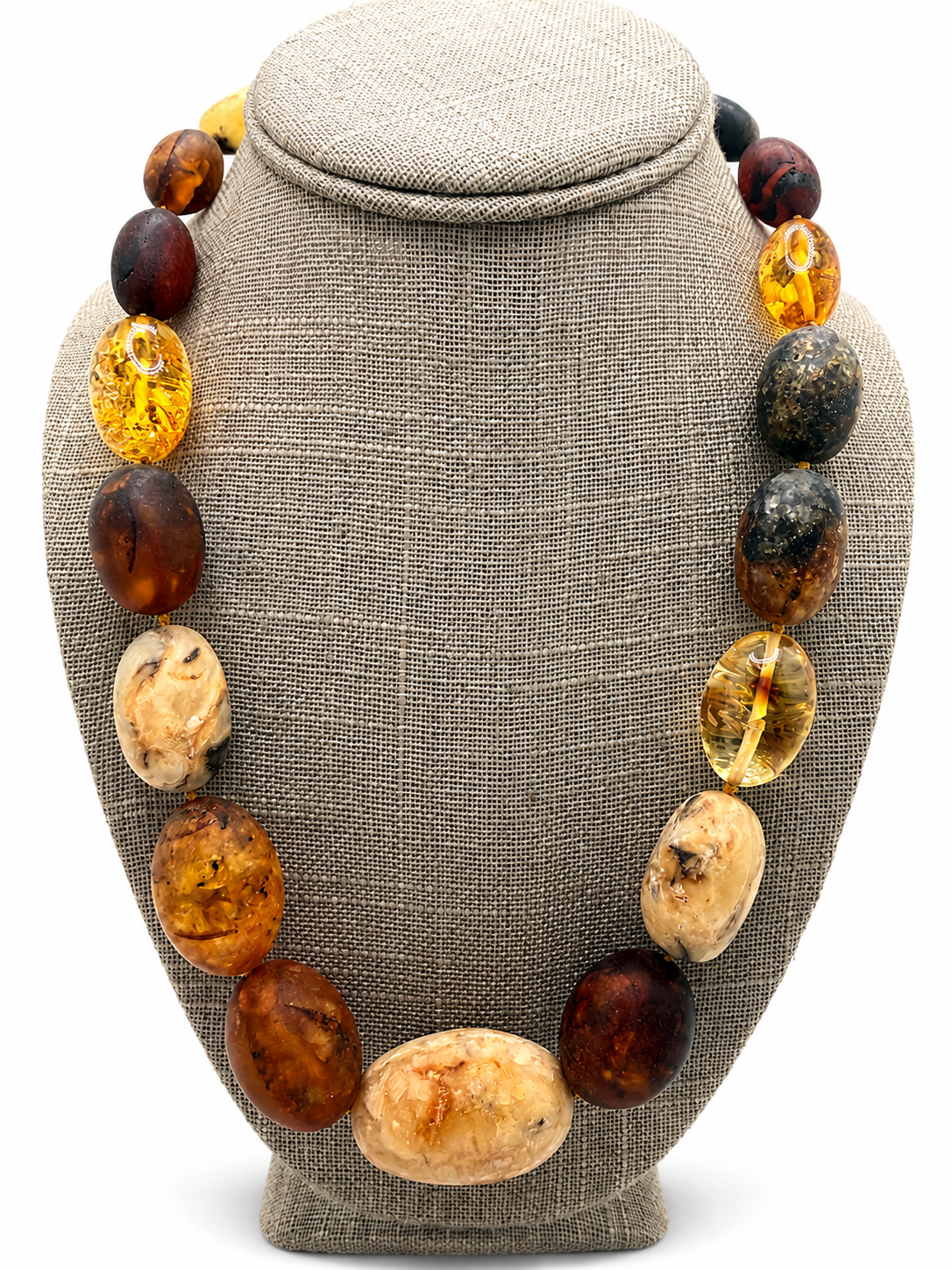 Museum Quality Genuine Baltic Amber Oversized Bead Necklace 