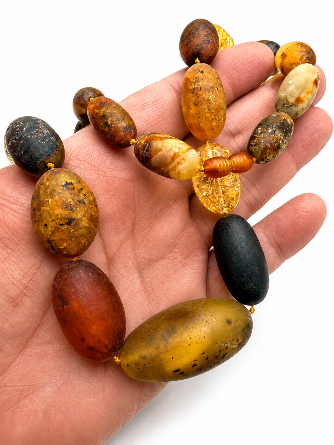Museum Quality Genuine Baltic Amber Oversized Bead Necklace 