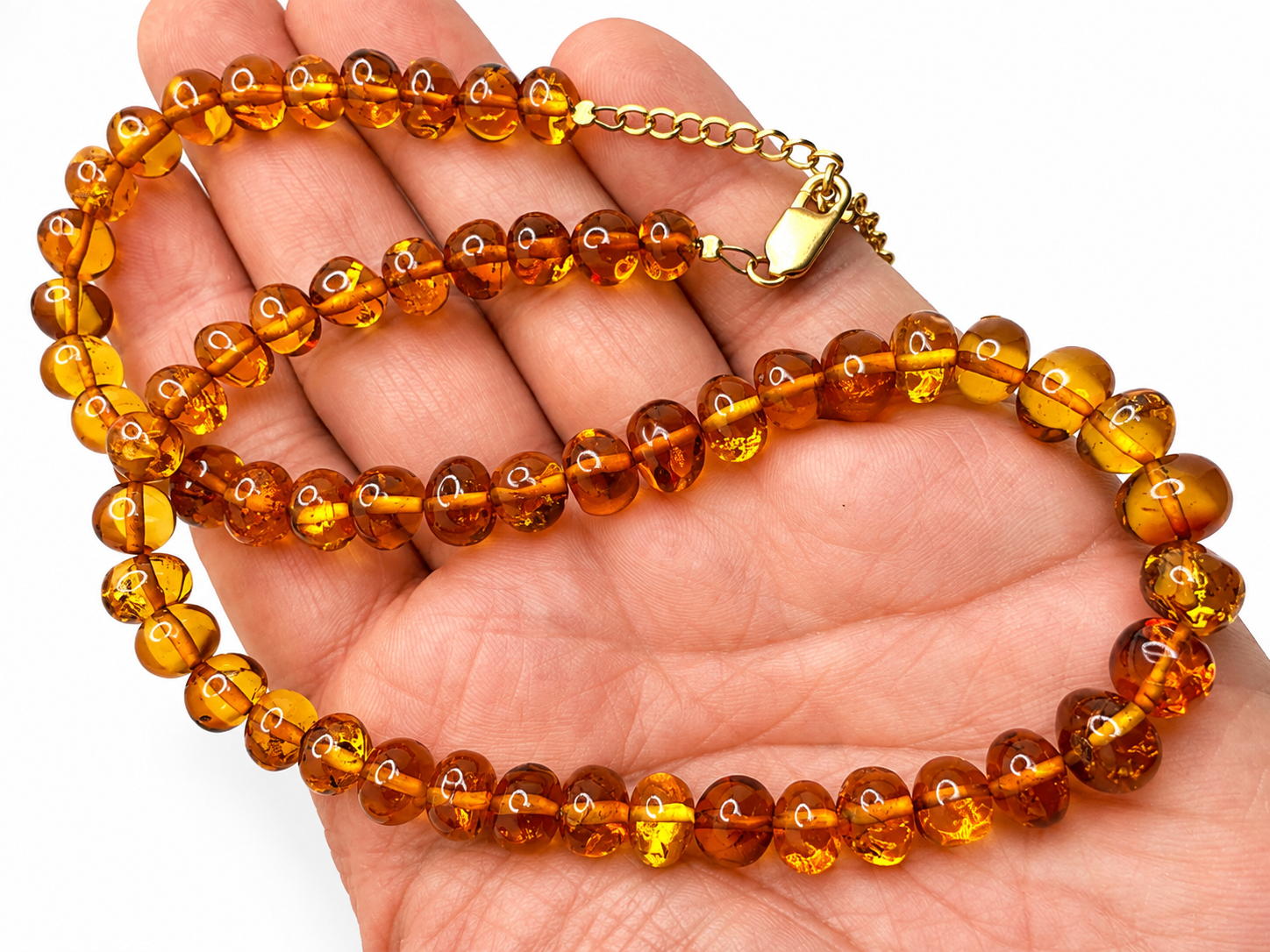 Genuine Baltic Amber Cognac Baroque Bead Necklace