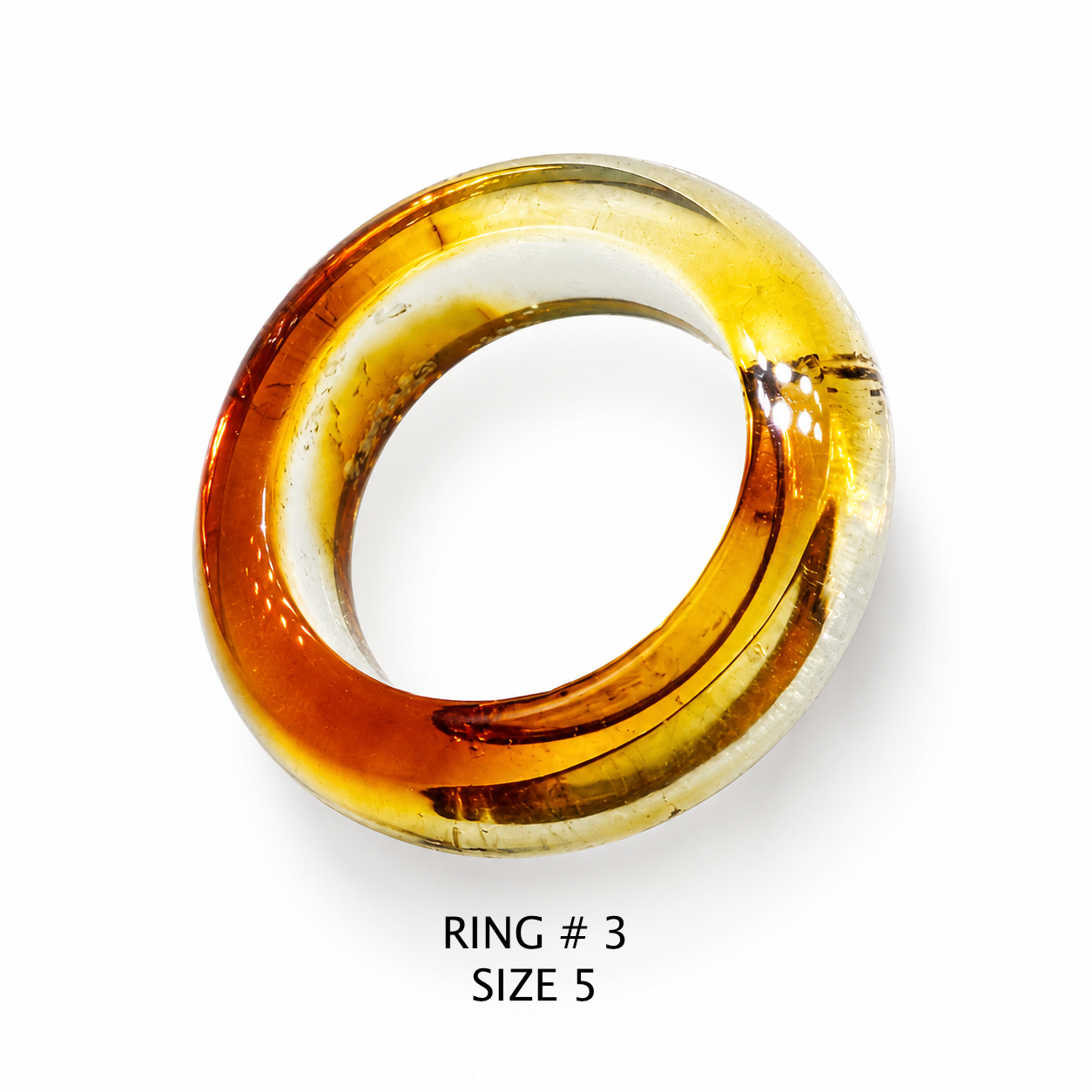 Handmade Genuine Baltic Amber Band Rings – Solid Amber, One Piece Construction – Honey, Cognac, Lemon & Clear Amber – Sizes 5-7