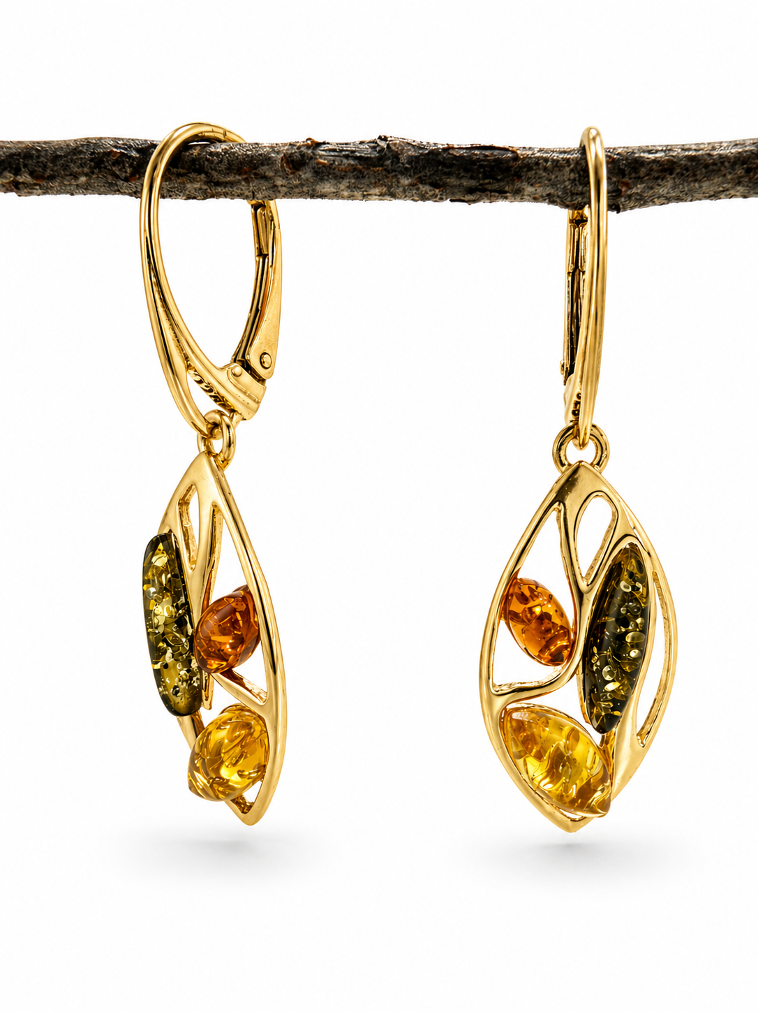 Multicolor Baltic Amber Drop Earrings