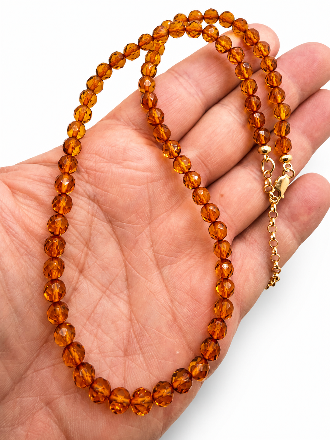 Handmade Genuine Baltic Amber Necklace – Faceted 6mm Baltic Amber Beads