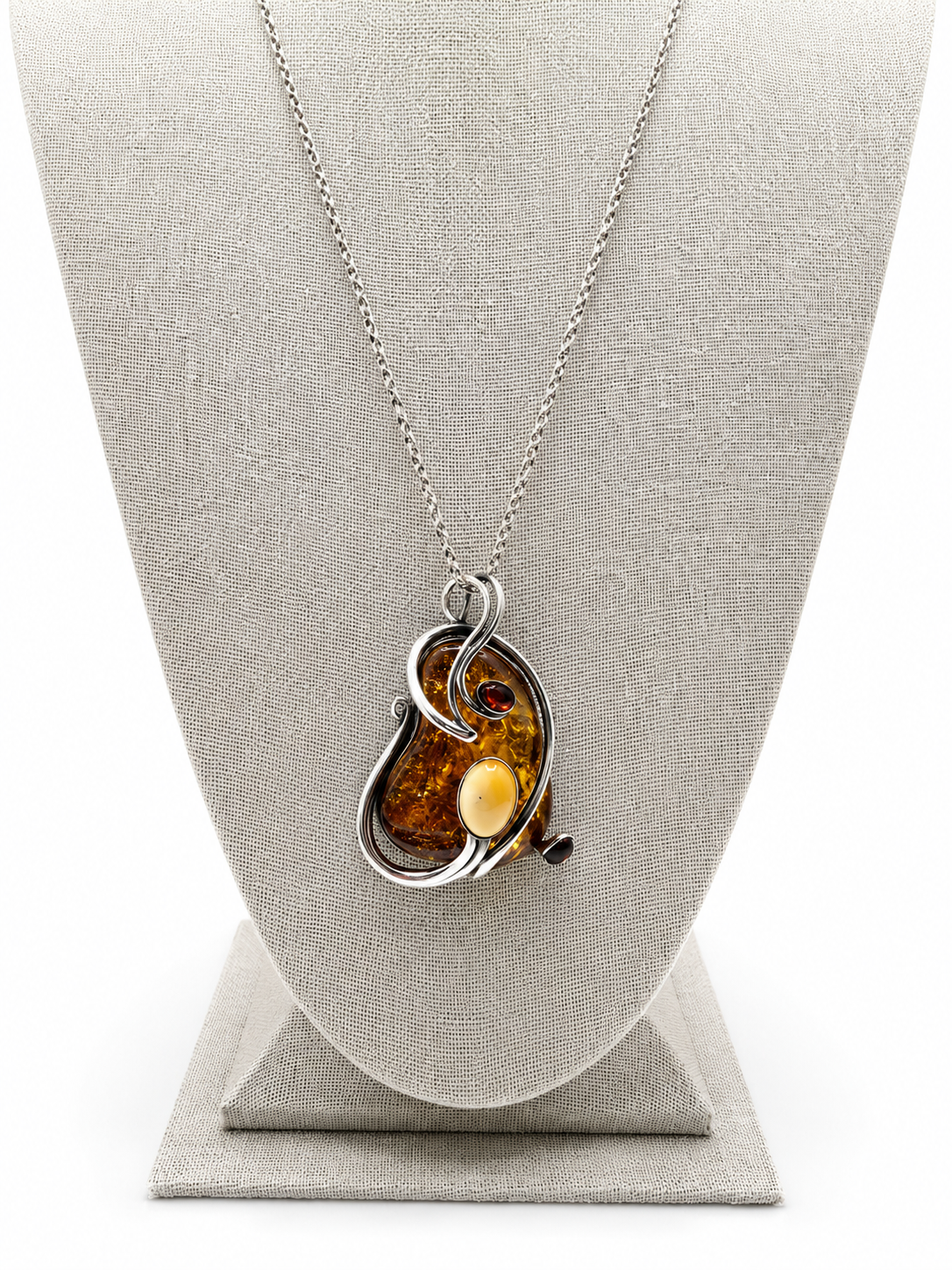 Genuine Baltic Amber Sterling Silver Pendant Brooch 