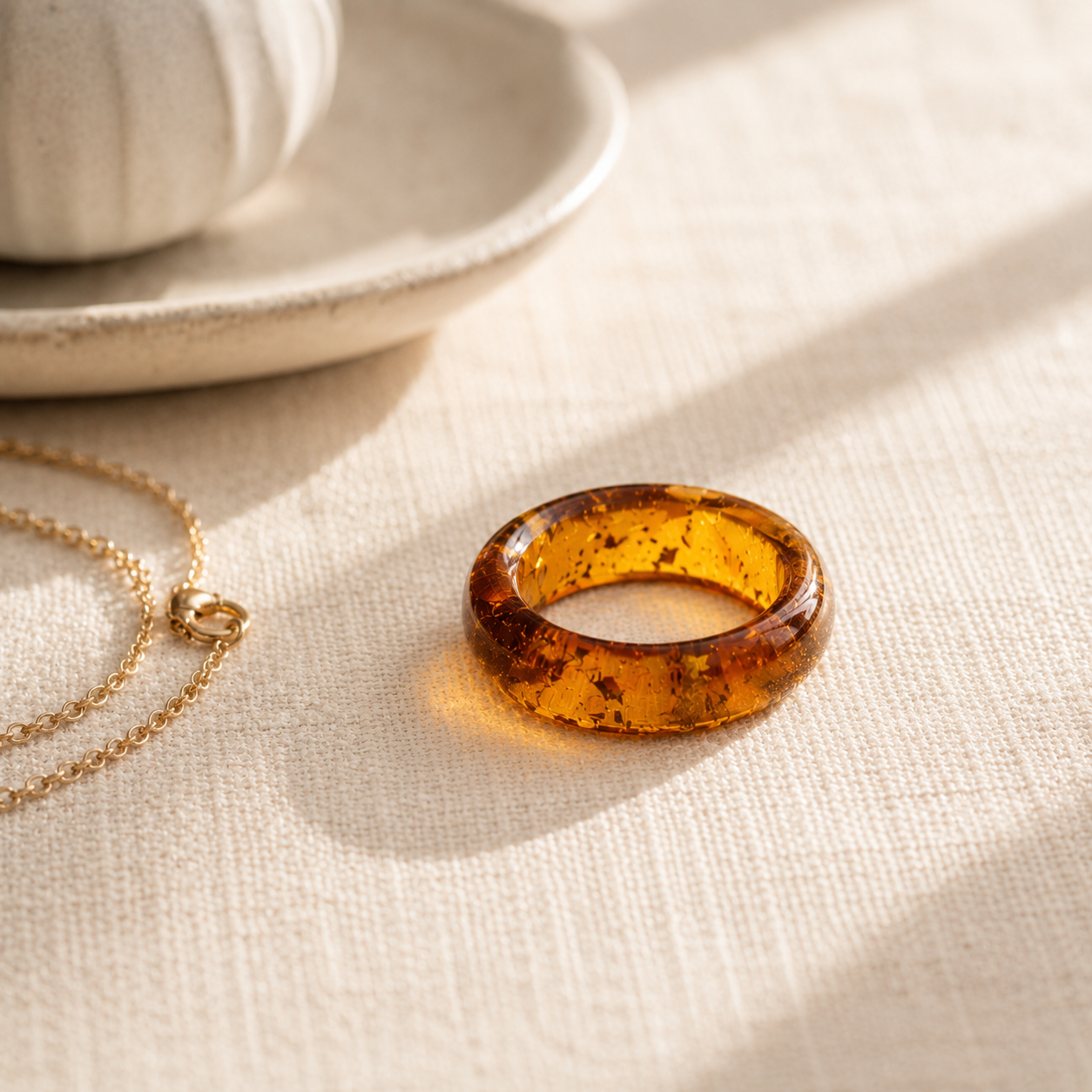 Handmade Genuine Baltic Amber Band Rings – Solid Amber, One Piece Construction – Honey, Cognac, Lemon & Clear Amber – Sizes 5-7