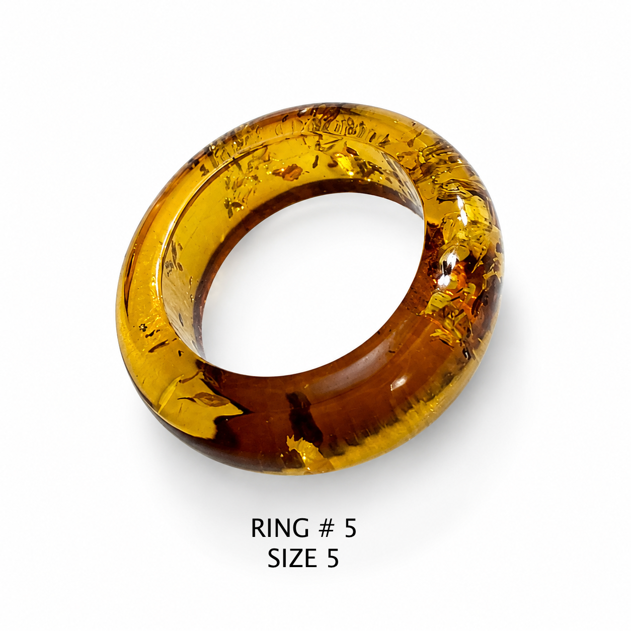 Handmade Genuine Baltic Amber Band Rings – Solid Amber, One Piece Construction – Honey, Cognac, Lemon & Clear Amber – Sizes 5-7