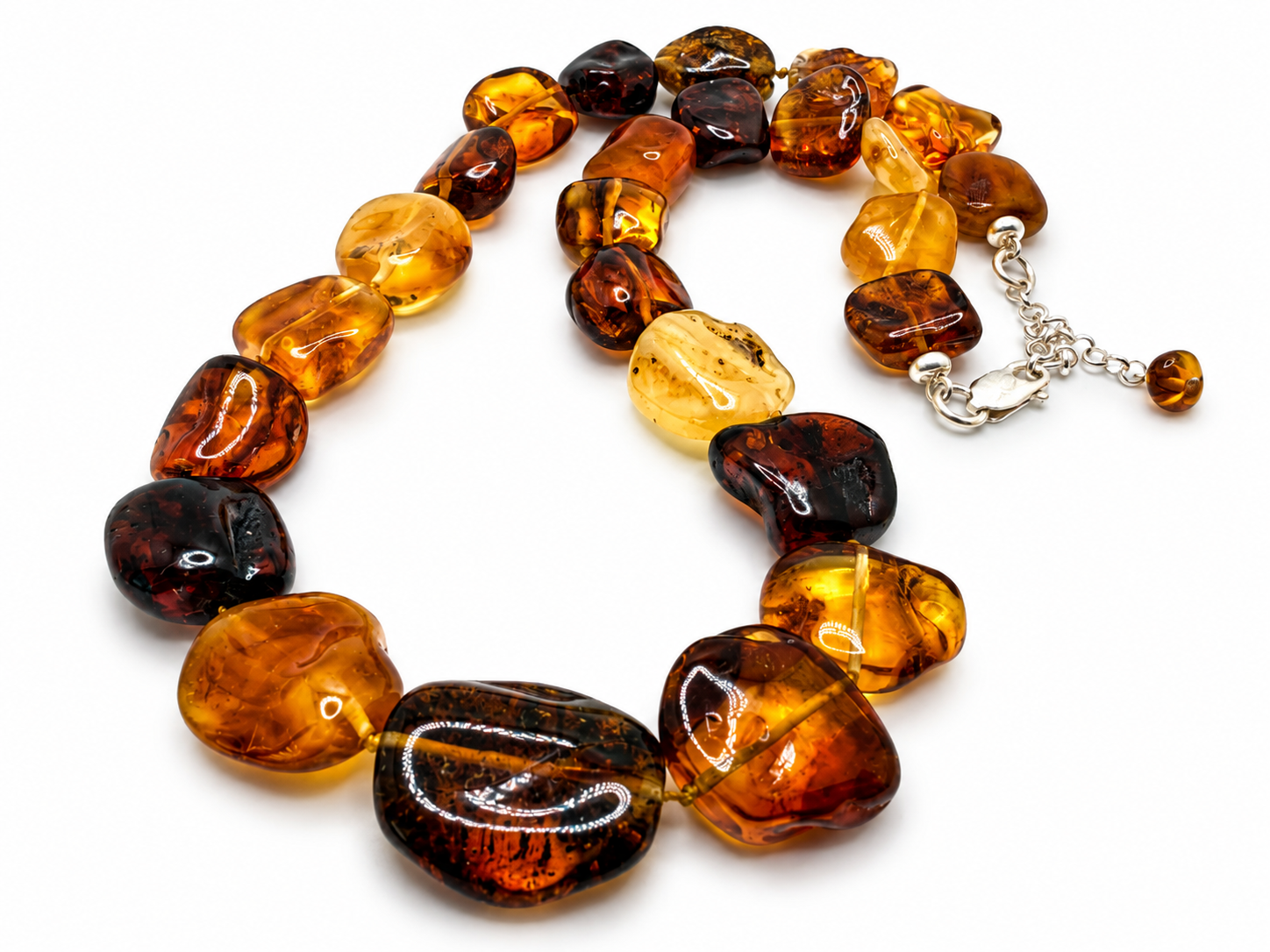 Genuine Baltic Amber Multicolor Baroque Cube Necklace 
