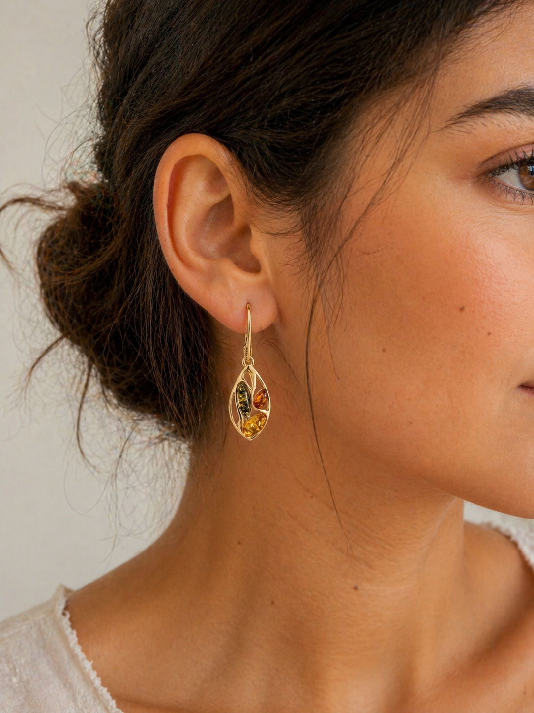 Multicolor Baltic Amber Drop Earrings