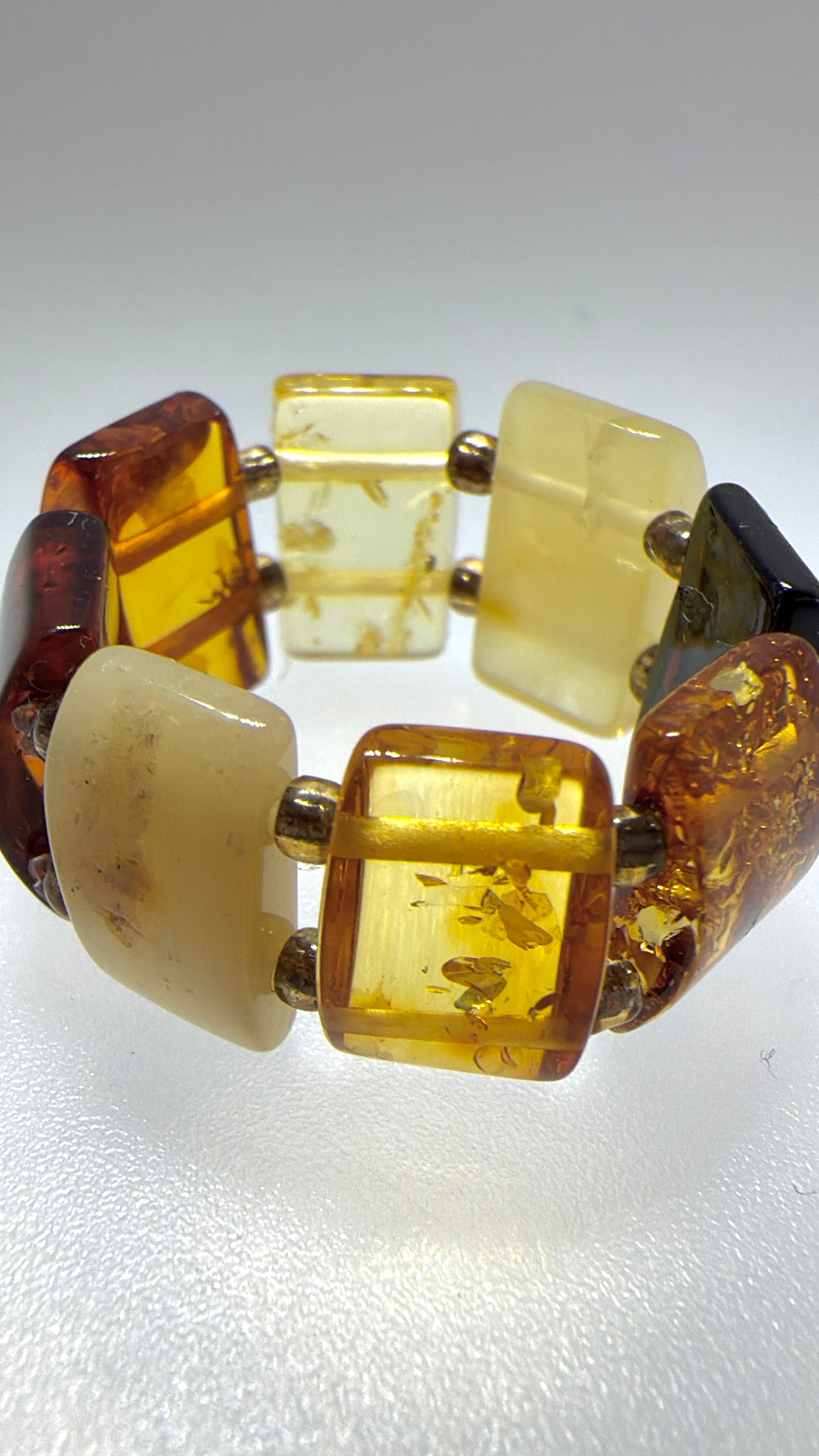 Adjustable Baltic Amber Beaded Ring