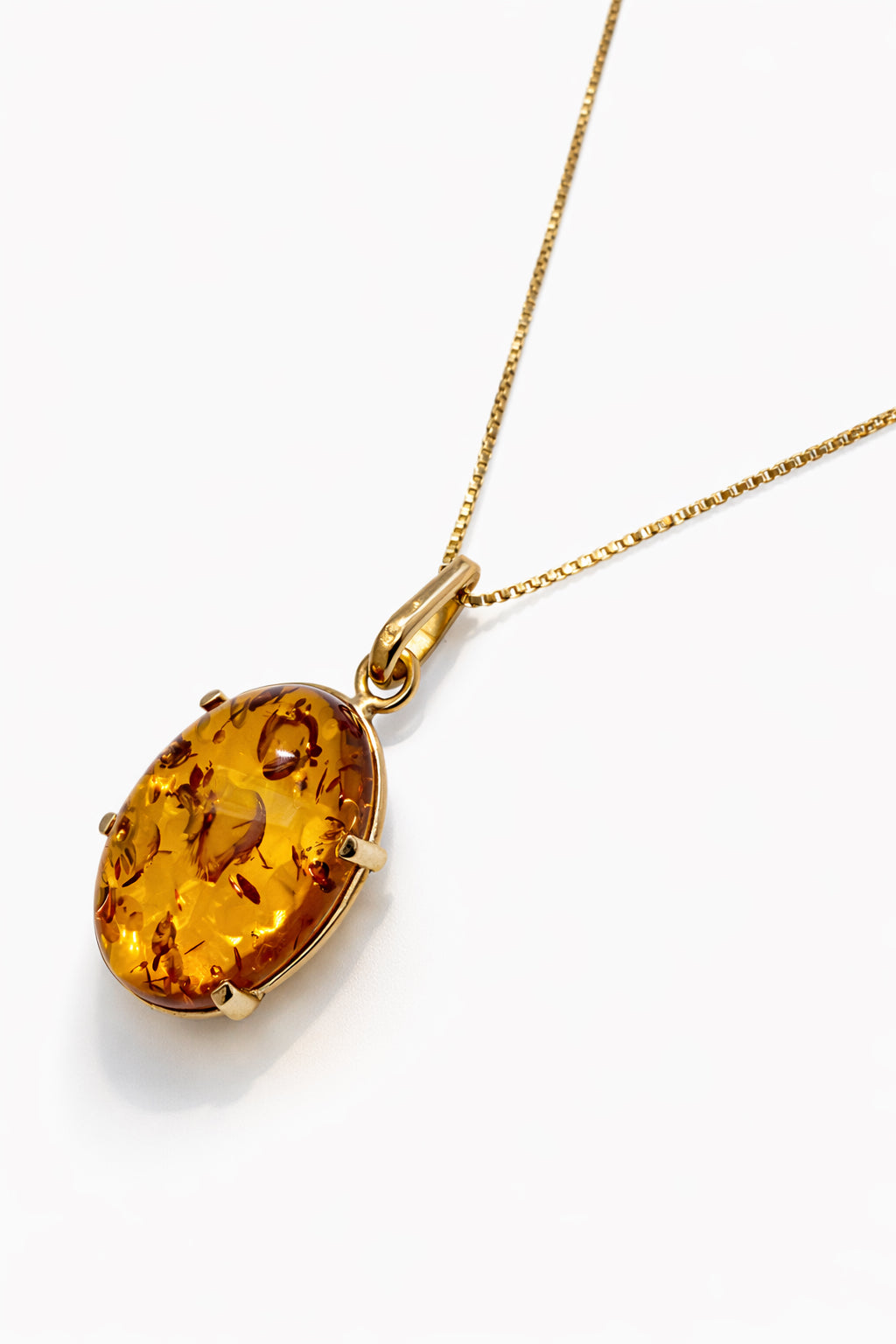 Genuine Baltic Amber & 14K Gold Pendant Set with Matching Drop Earrings | Handmade in Poland | Cognac Amber Jewelry Set 