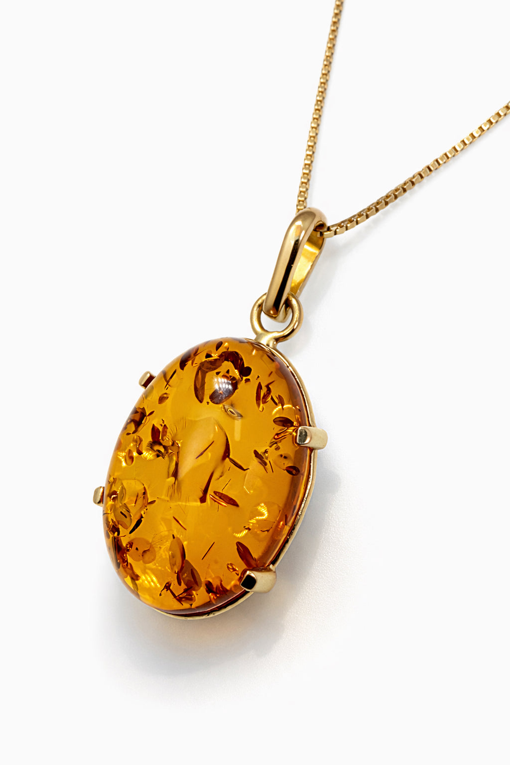 Genuine Baltic Amber & 14K Gold Pendant Set with Matching Drop Earrings | Handmade in Poland | Cognac Amber Jewelry Set 