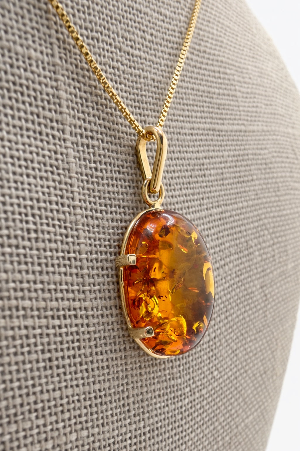 Genuine Baltic Amber & 14K Gold Pendant Set with Matching Drop Earrings | Handmade in Poland | Cognac Amber Jewelry Set | Three Sizes Available
