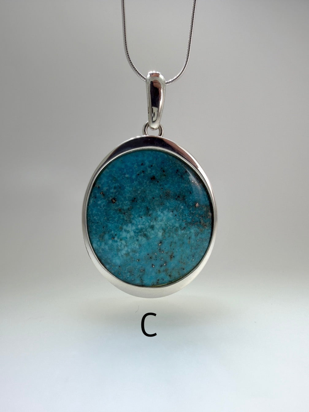 American Sleeping Beauty Turquoise & 925 Sterling Silver Pendants on Silver Chain