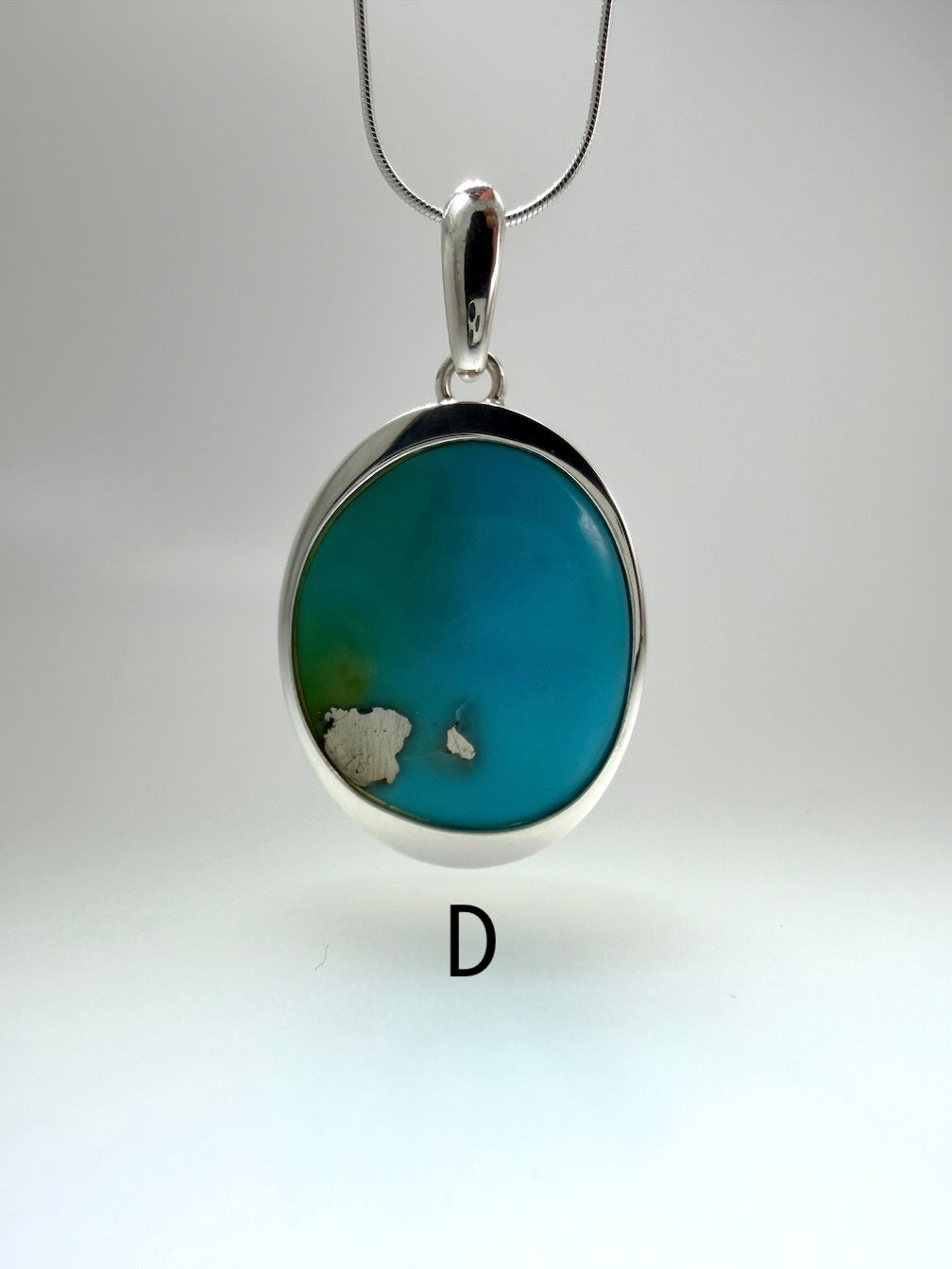 American Sleeping Beauty Turquoise & 925 Sterling Silver Pendants on Silver Chain