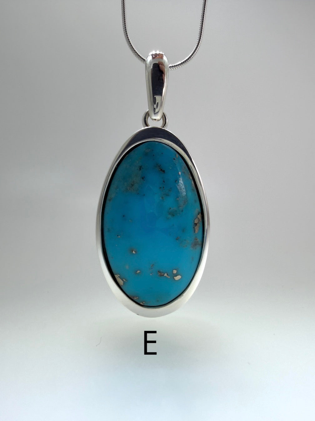 American Sleeping Beauty Turquoise & 925 Sterling Silver Pendants on Silver Chain