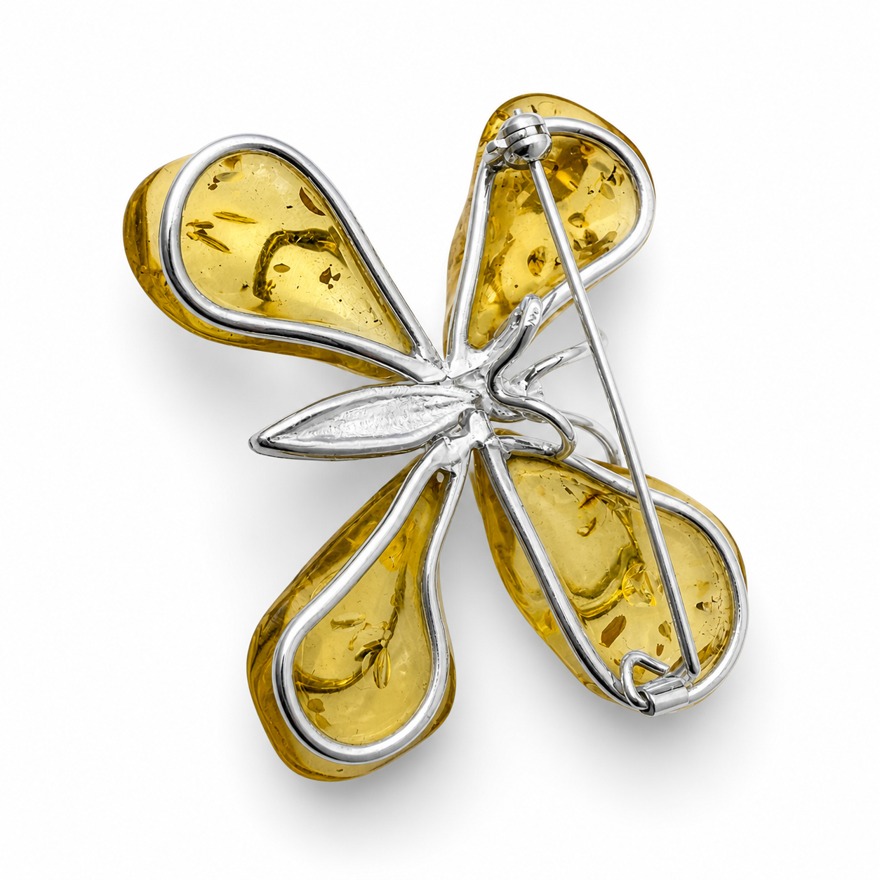 Baltic Amber Butterfly Pendant / Brooch – Sterling Silver Necklace | Lemon Amber | Convertible | One of a Kind