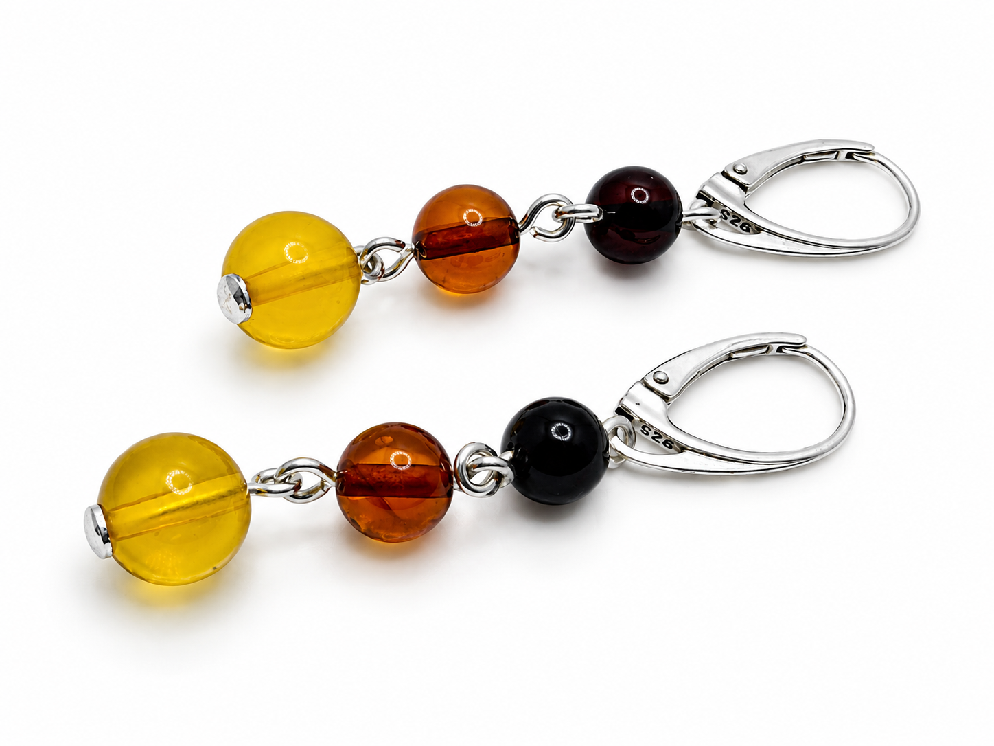 Baltic Amber Drop Lever Back Earrings – Cherry, Honey & Lemon Amber Dangle Earrings
