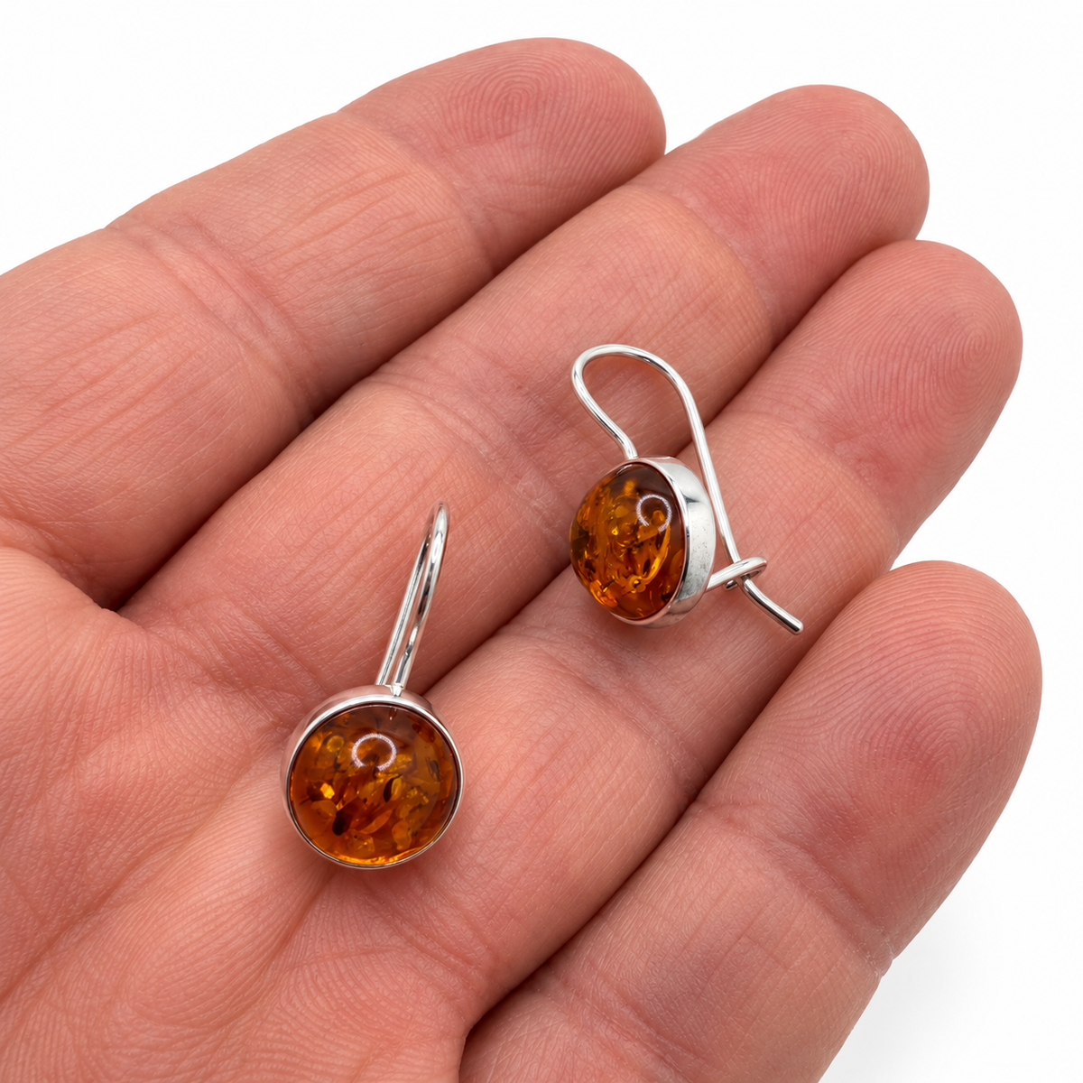 Baltic Amber Earrings Sterling Silver