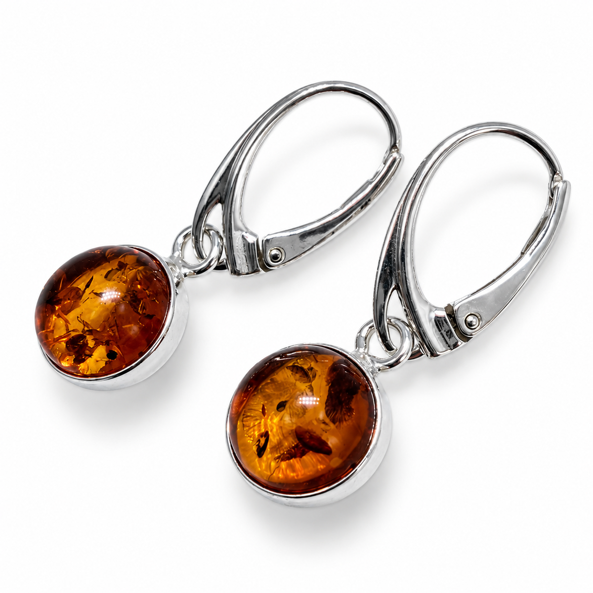 Baltic Amber Earrings Sterling Silver