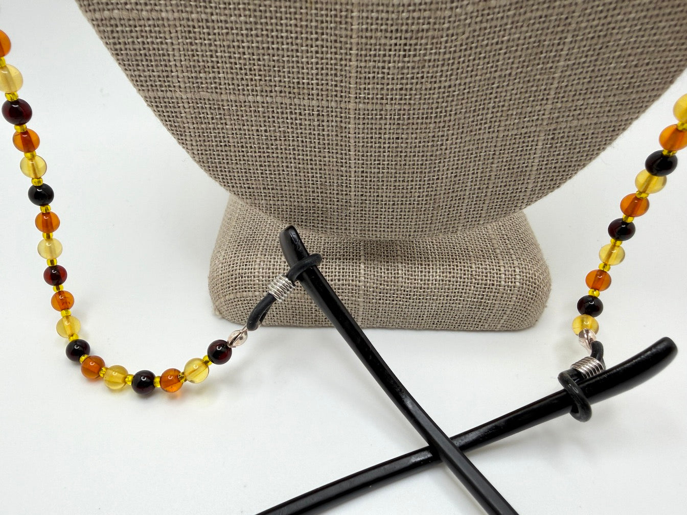 Baltic Amber Eyeglass Chain Necklace – Genuine Ombre Amber Multi-Color Beads