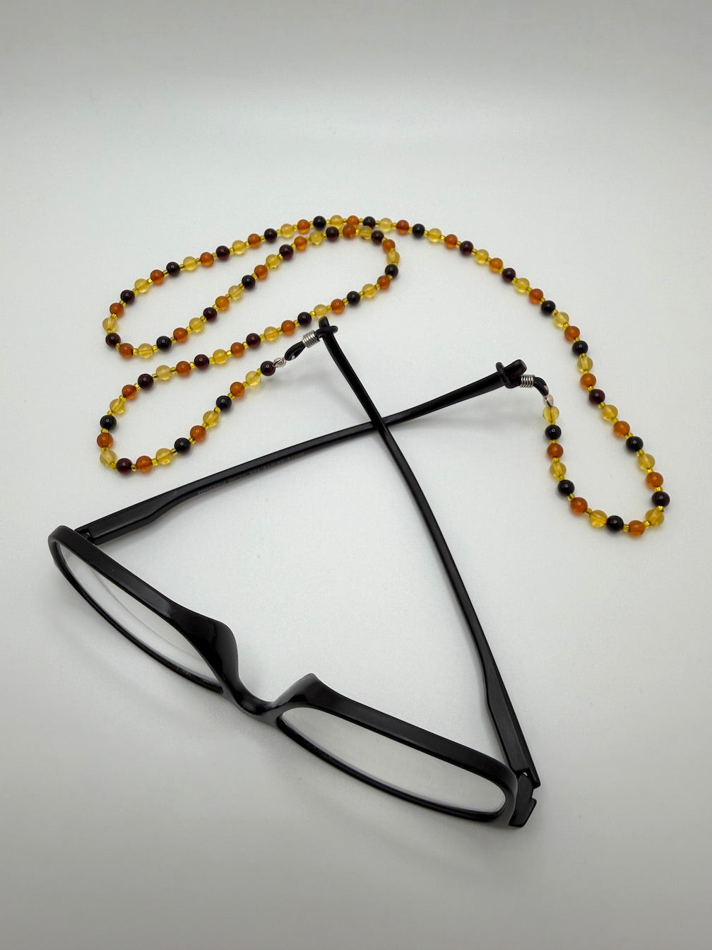 Baltic Amber Eyeglass Chain Necklace – Genuine Ombre Amber Multi-Color Beads