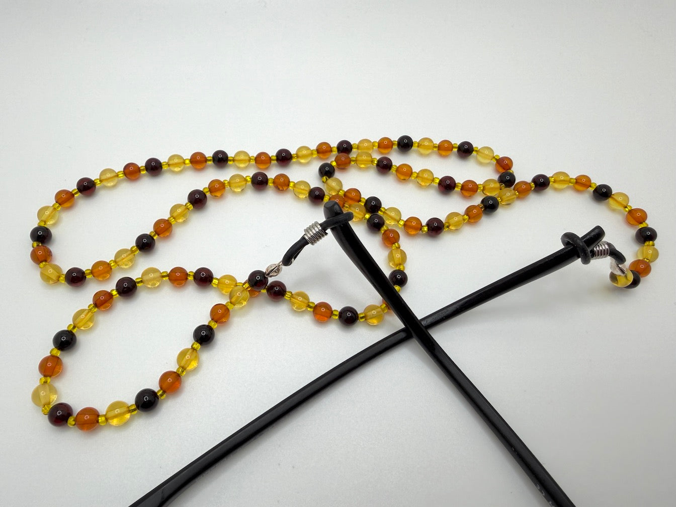 Baltic Amber Eyeglass Chain Necklace – Genuine Ombre Amber Multi-Color Beads