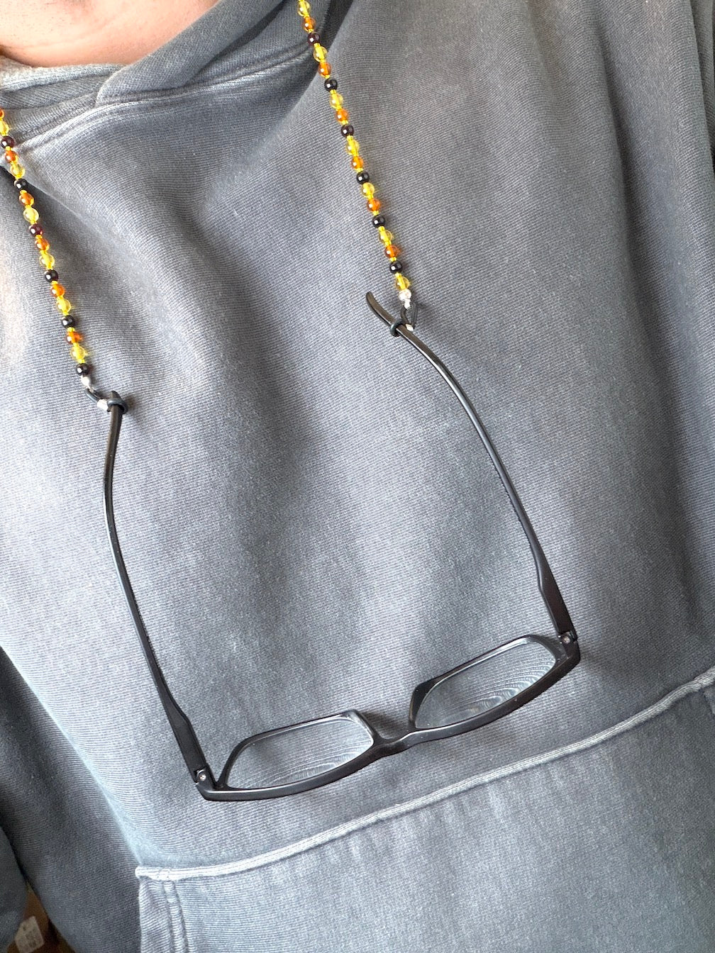 Baltic Amber Eyeglass Chain Necklace – Genuine Ombre Amber Multi-Color Beads