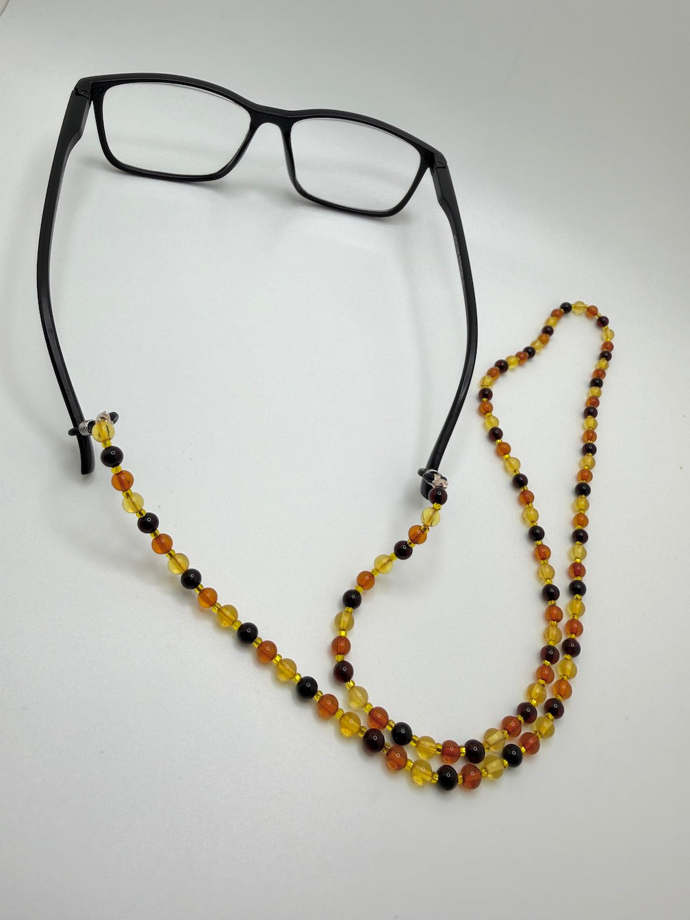 Baltic Amber Eyeglass Chain Necklace – Genuine Ombre Amber Multi-Color Beads