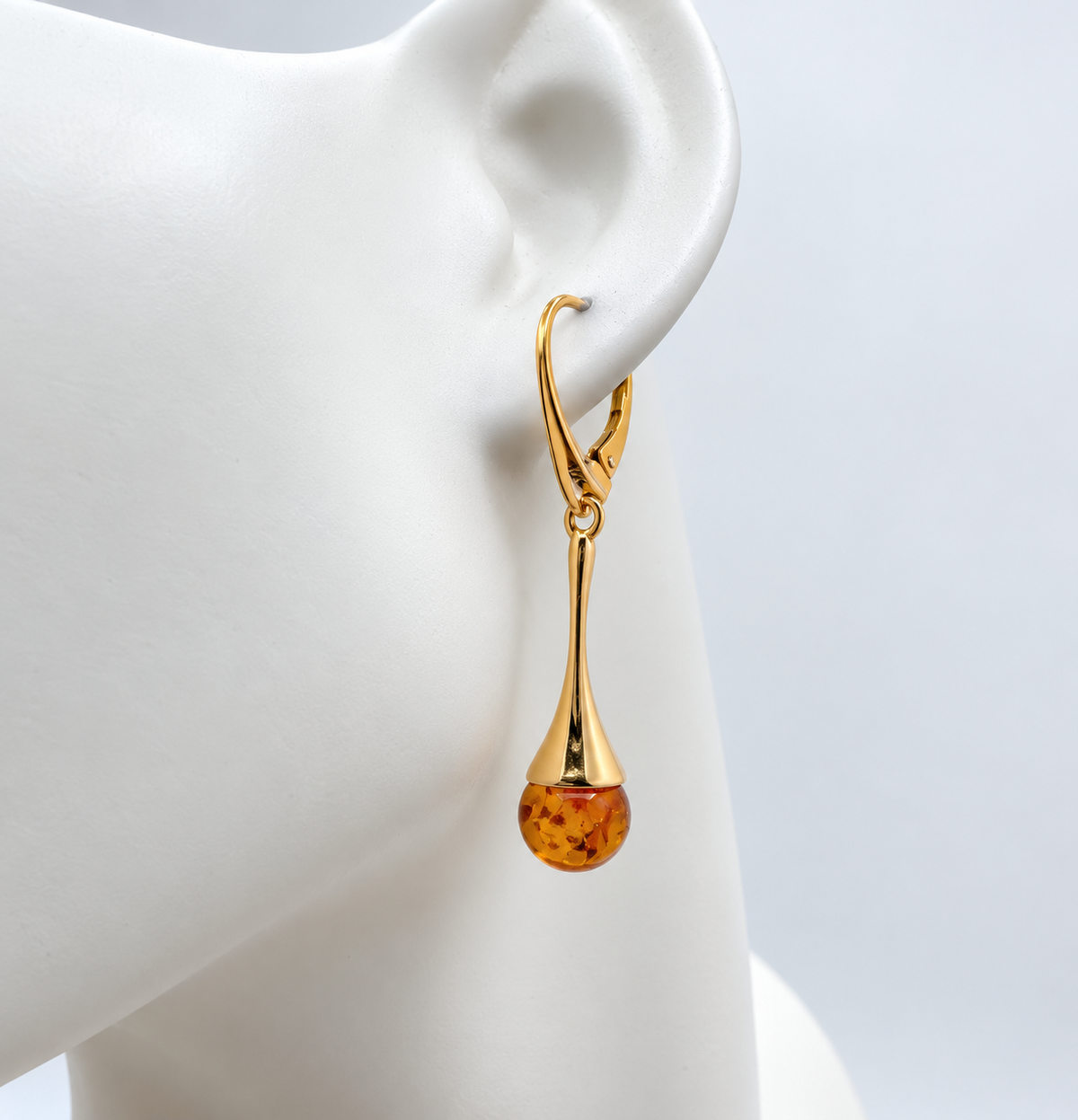 Baltic Amber Gold Plated Sterling Silver Earrings