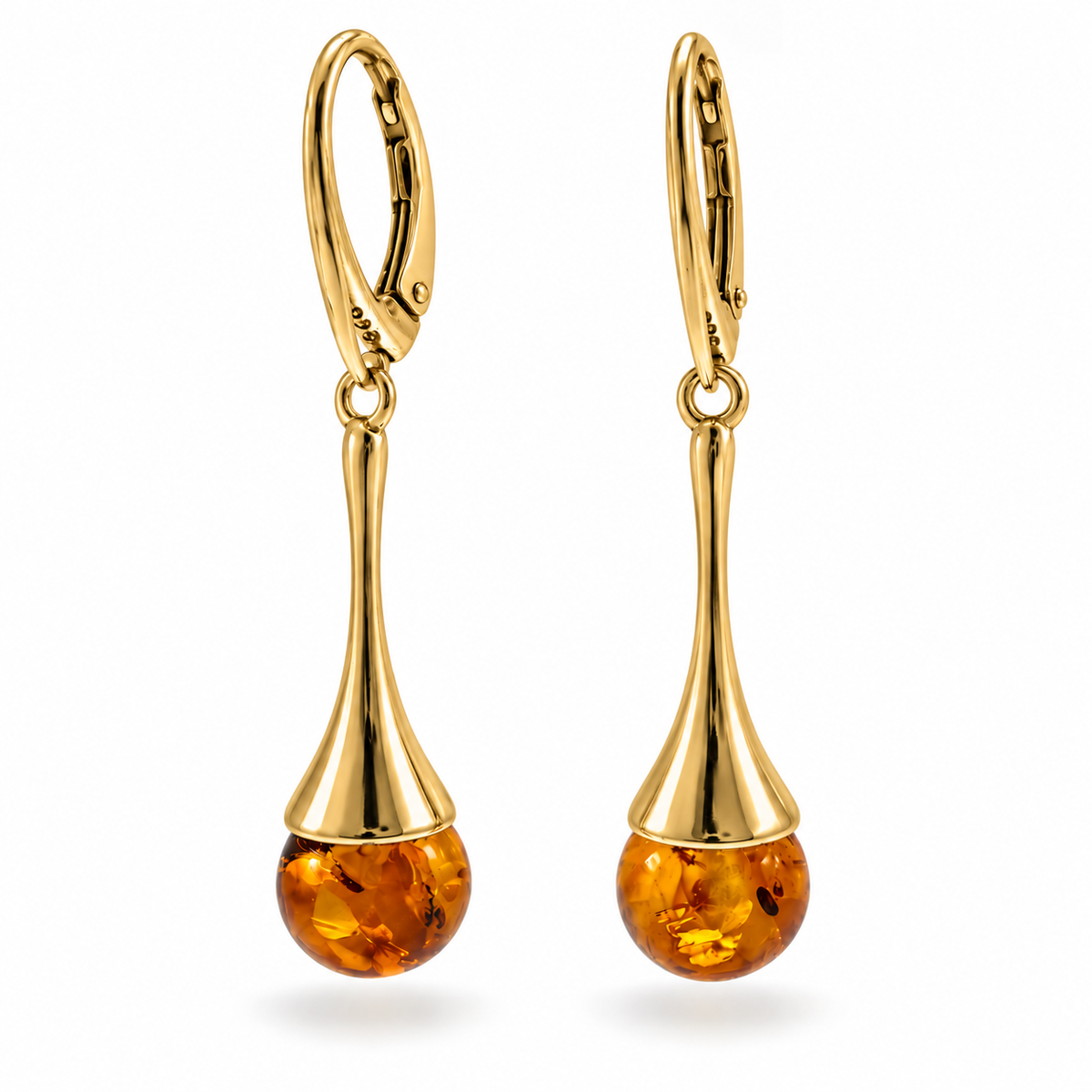 Baltic Amber Gold Plated Sterling Silver Earrings