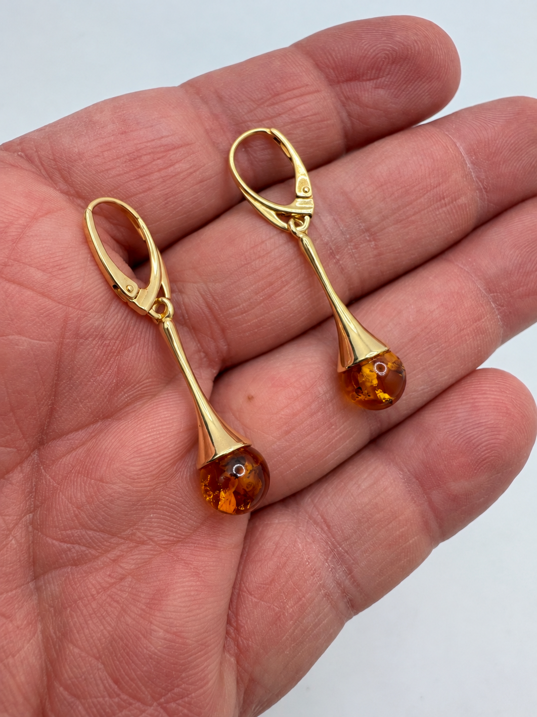 Baltic Amber Gold Plated Sterling Silver Earrings