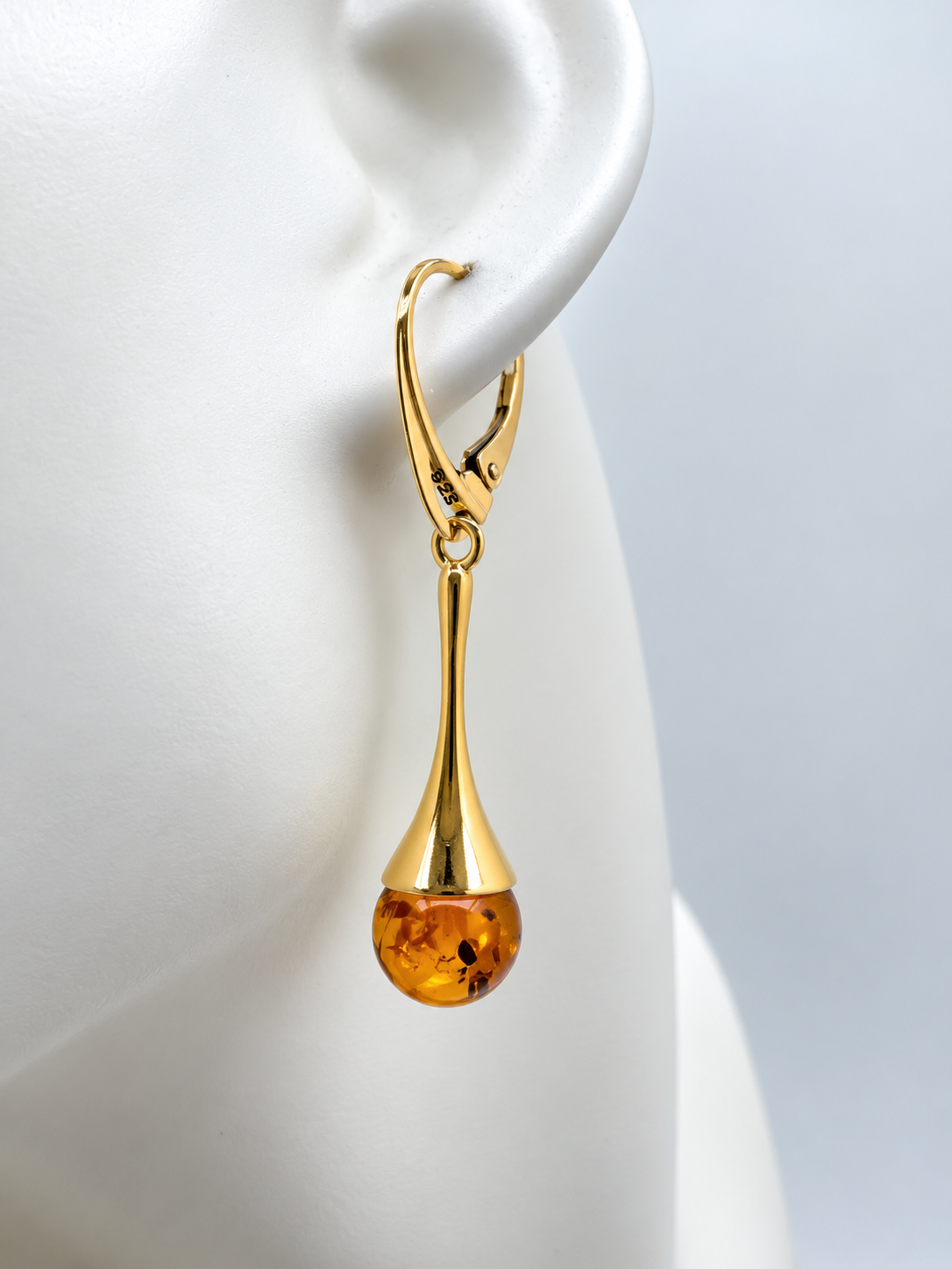 Baltic Amber Gold Plated Sterling Silver Earrings