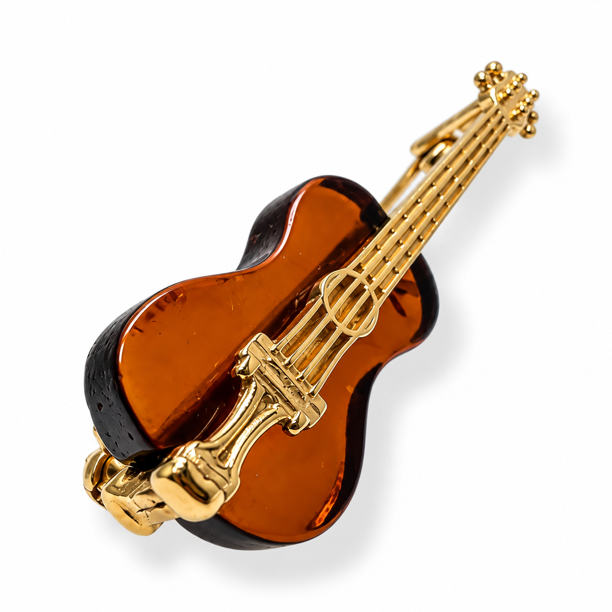 Baltic Amber Guitar Brooch Pin