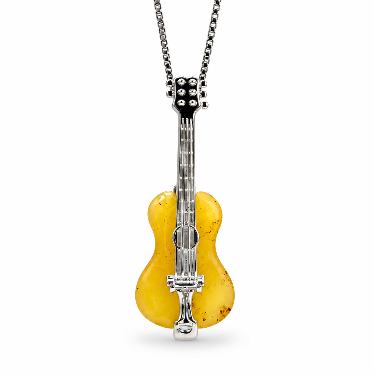 Baltic Amber Guitar Pendant Necklace