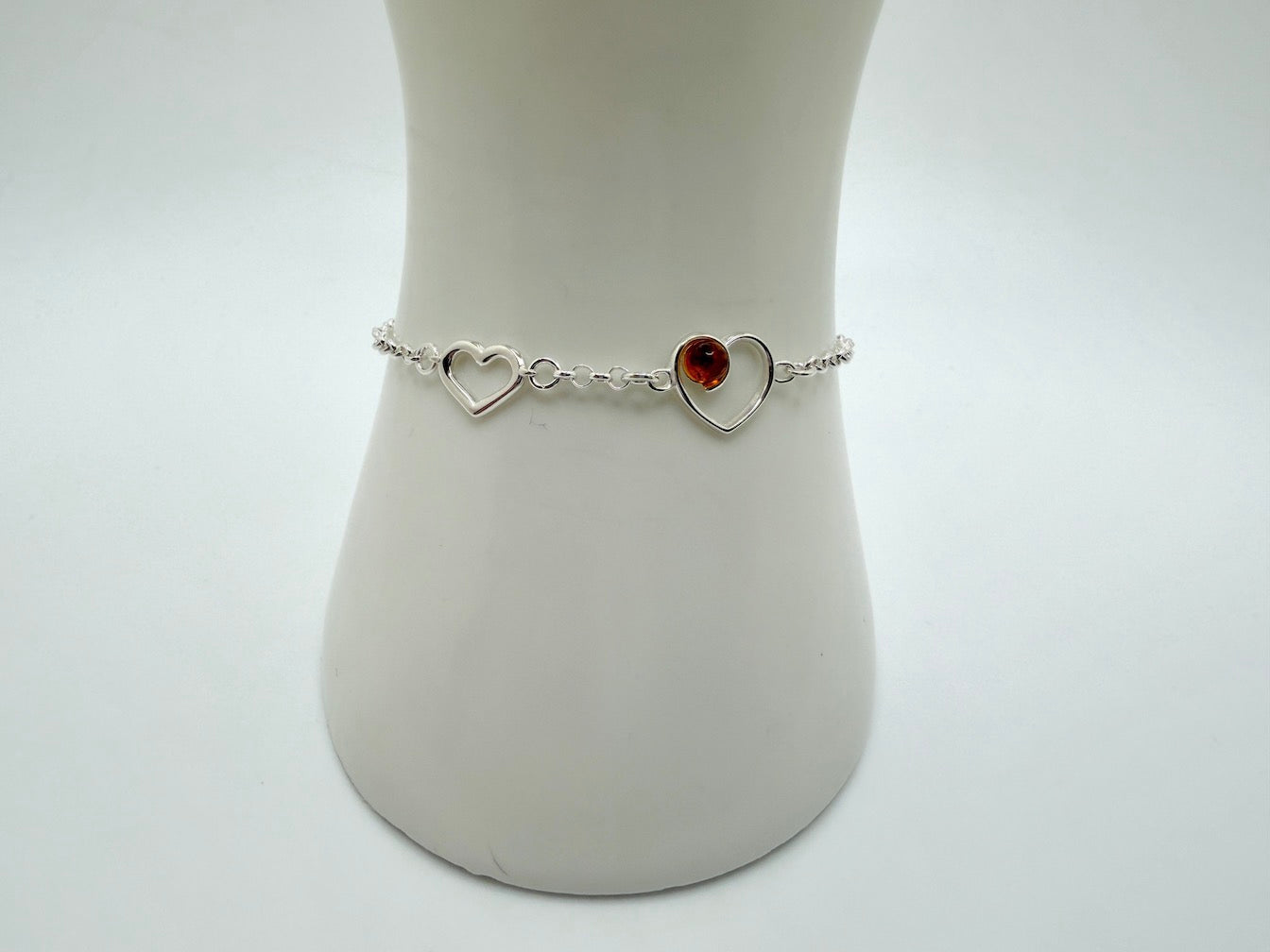 Baltic Amber Heart Chain Bracelet 