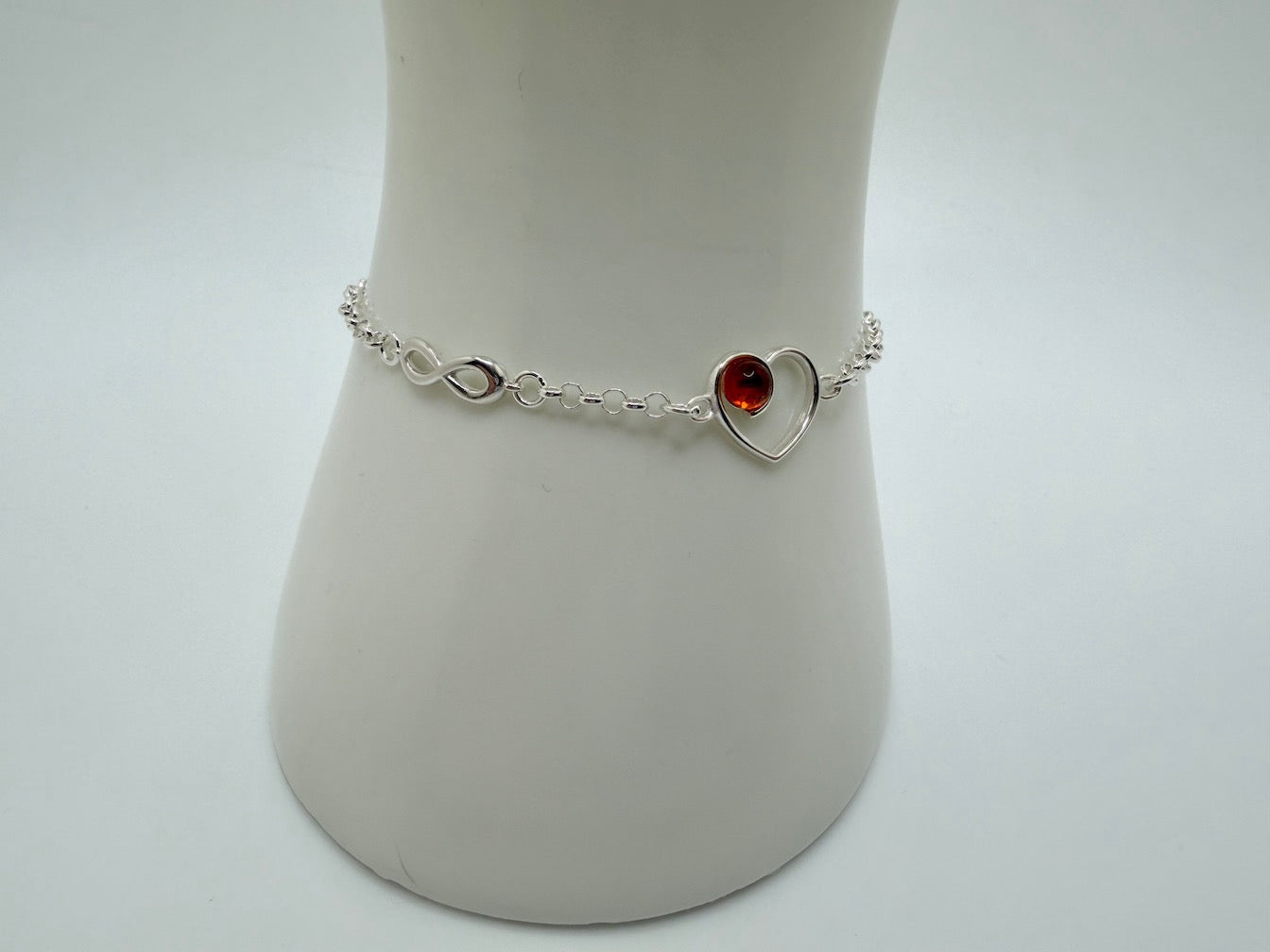 Baltic Amber Heart Chain Bracelet 