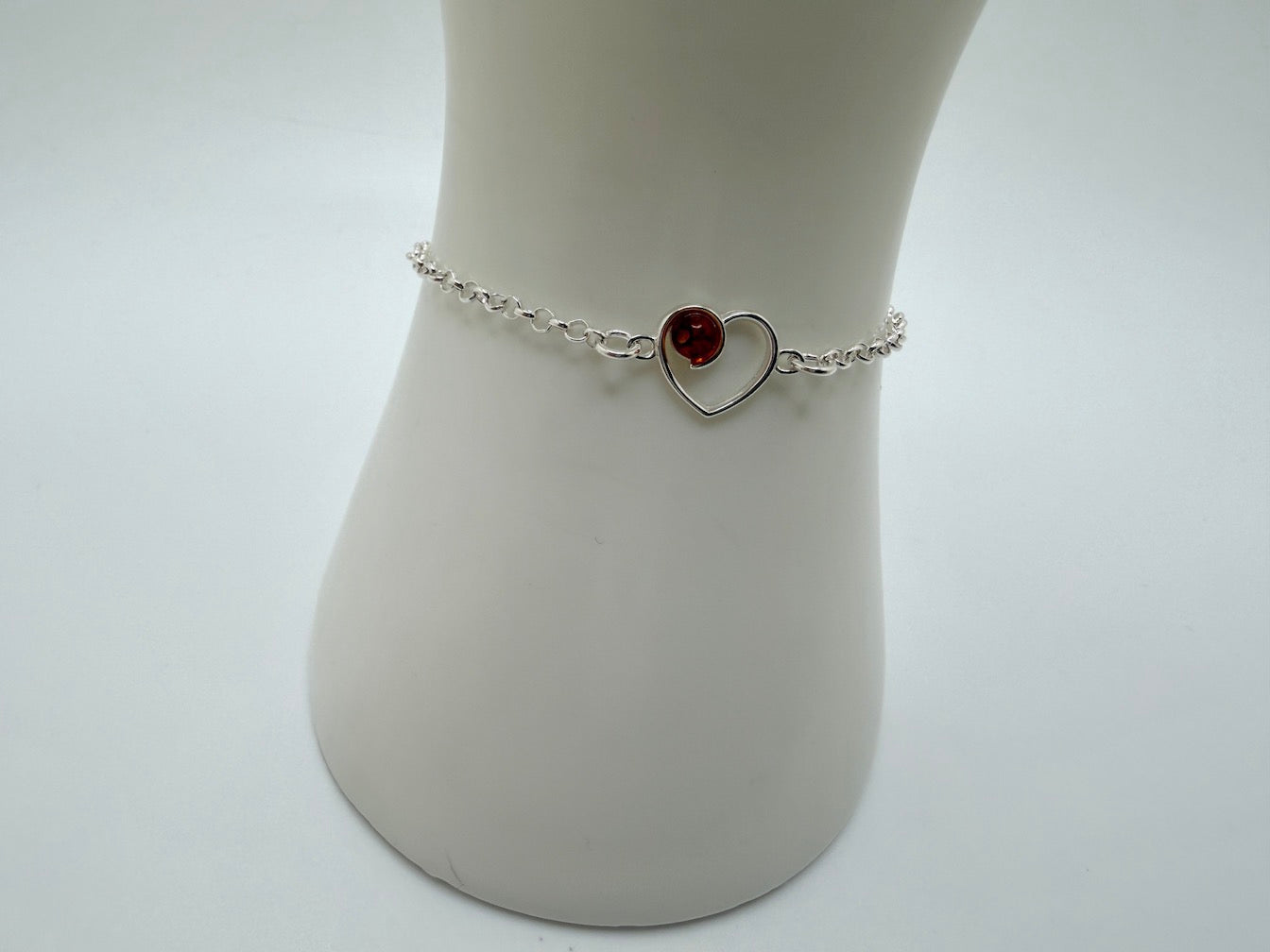 Baltic Amber Heart Chain Bracelet 